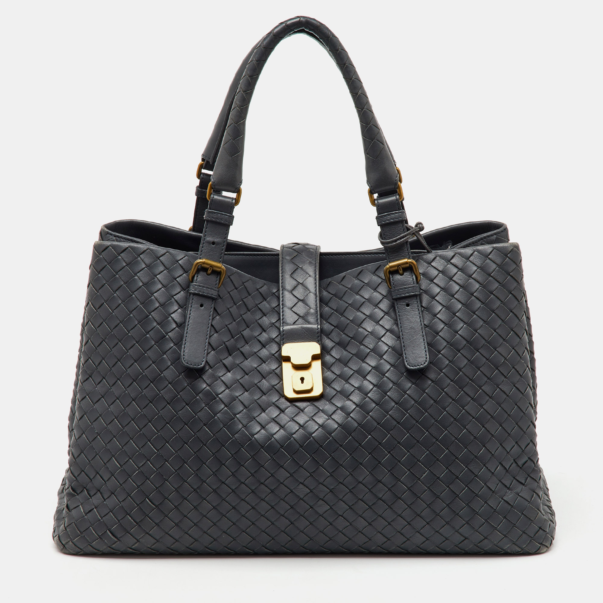 

Bottega Veneta Grey Intrecciato Leather  Roma Tote
