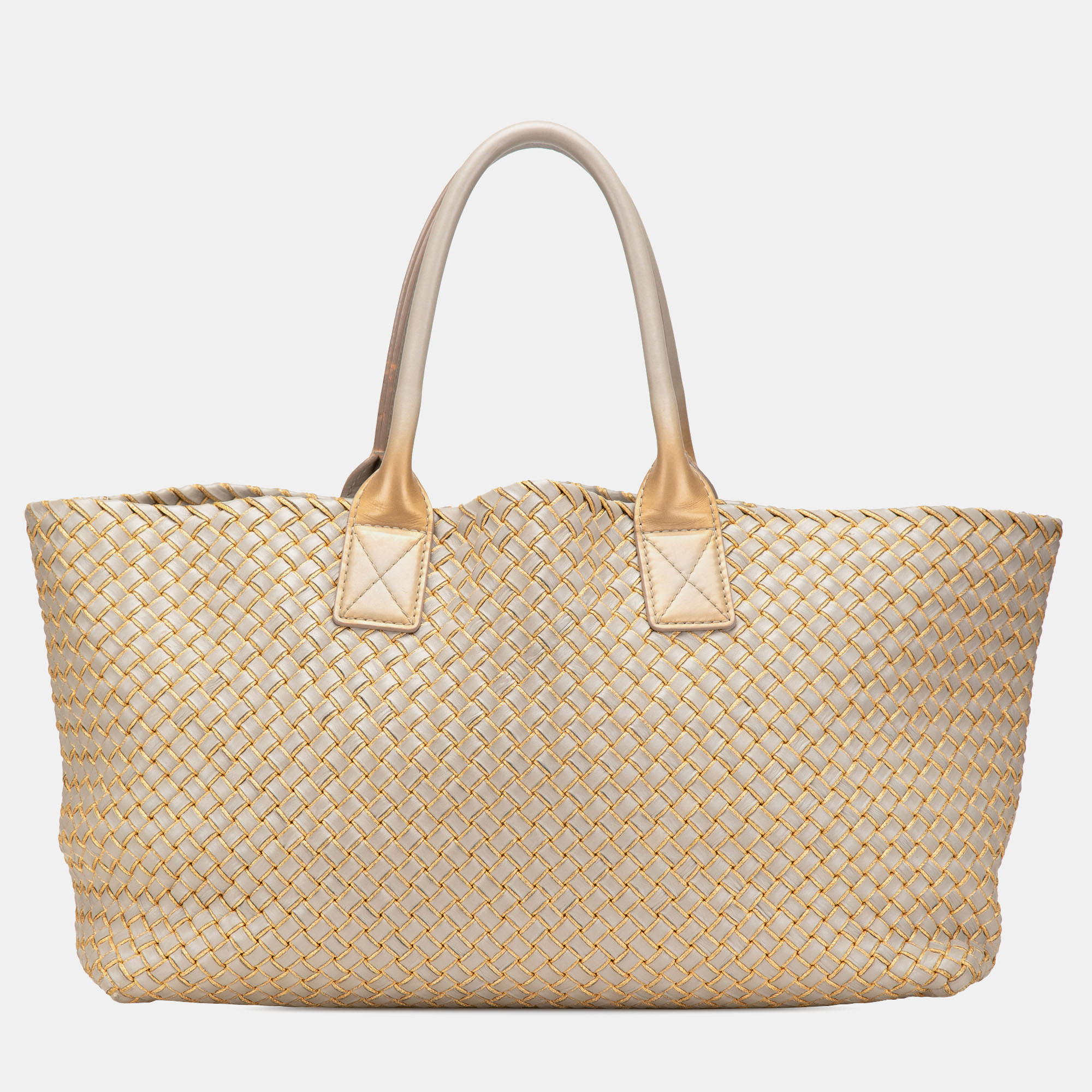 

Bottega Veneta Grey Medium Lambskin Intreccio Cabat Tote
