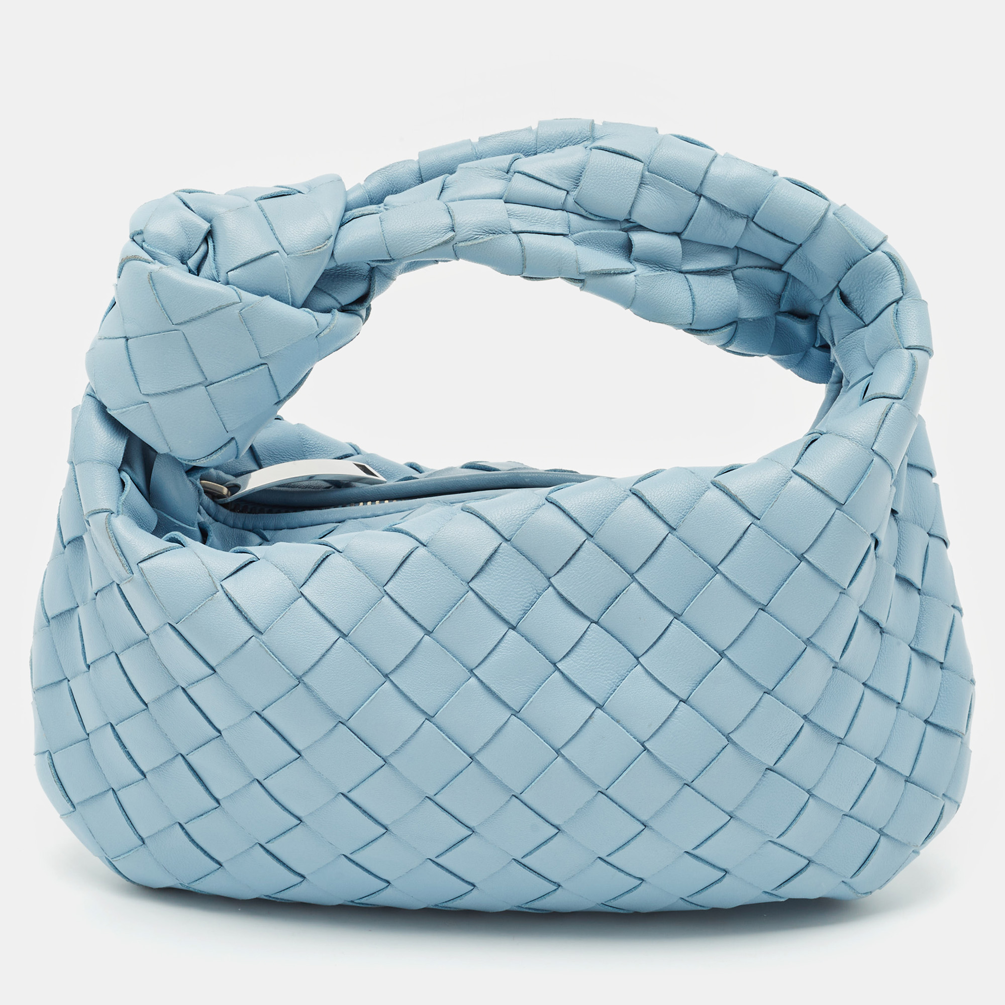 

Bottega Veneta Light Blue Leather Mini BV Jodie Hobo