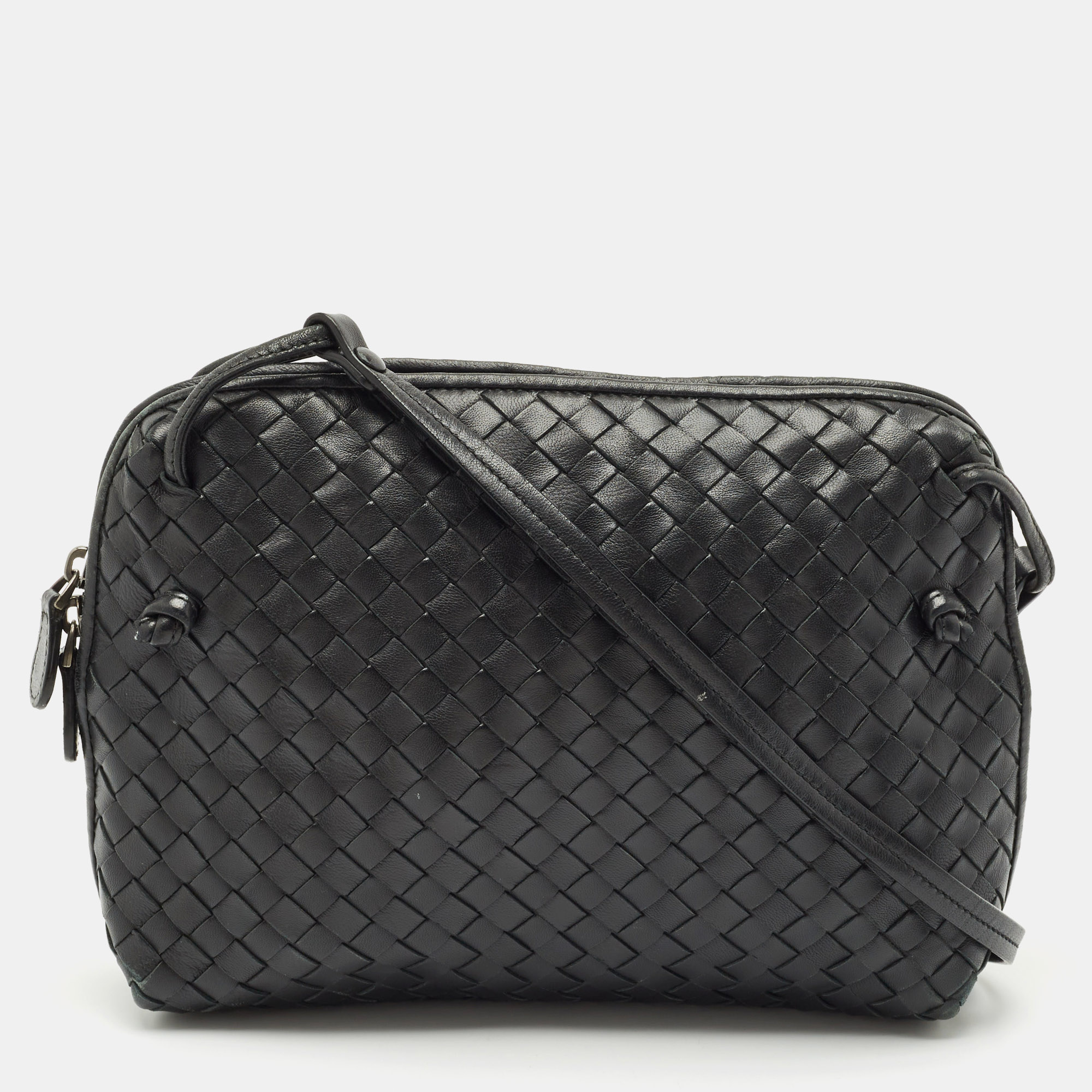

Bottega Veneta Black Intrecciato Leather Nodini Shoulder Bag