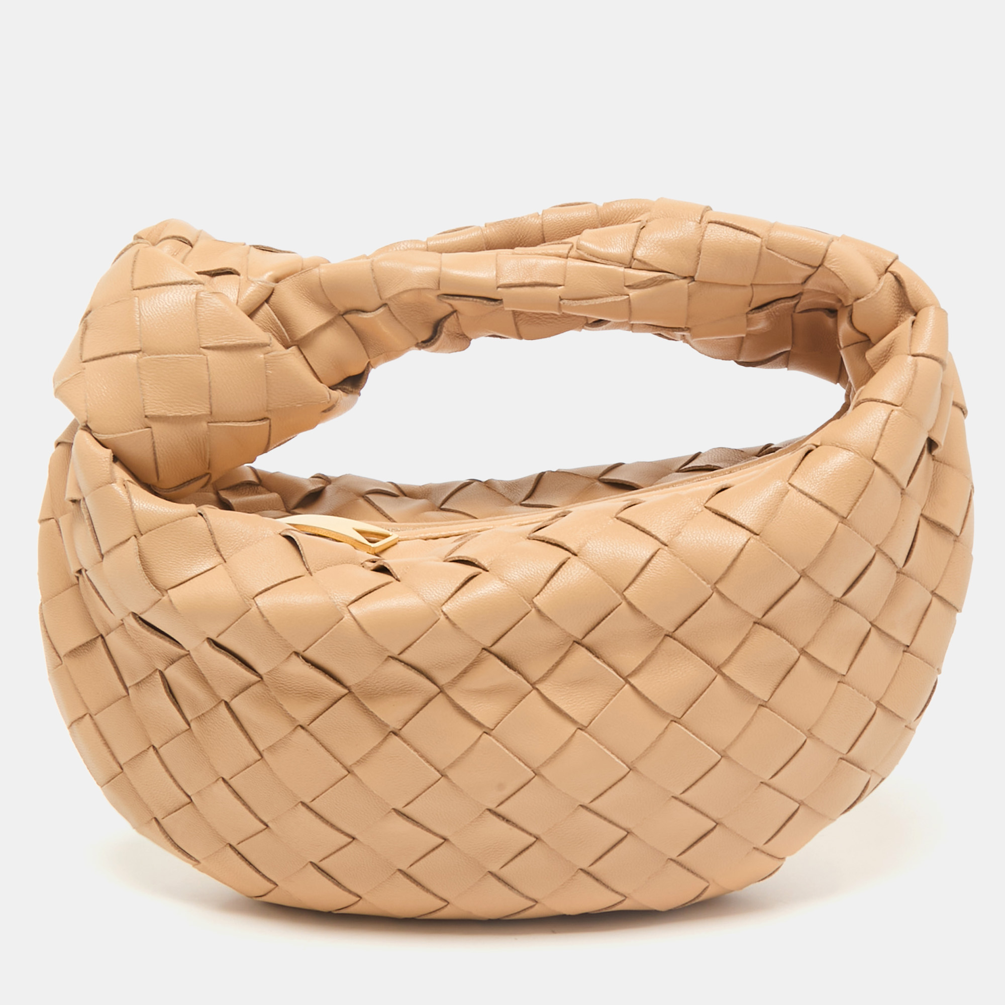 

Bottega Veneta Beige Intrecciato Leather Mini Jodie Hobo