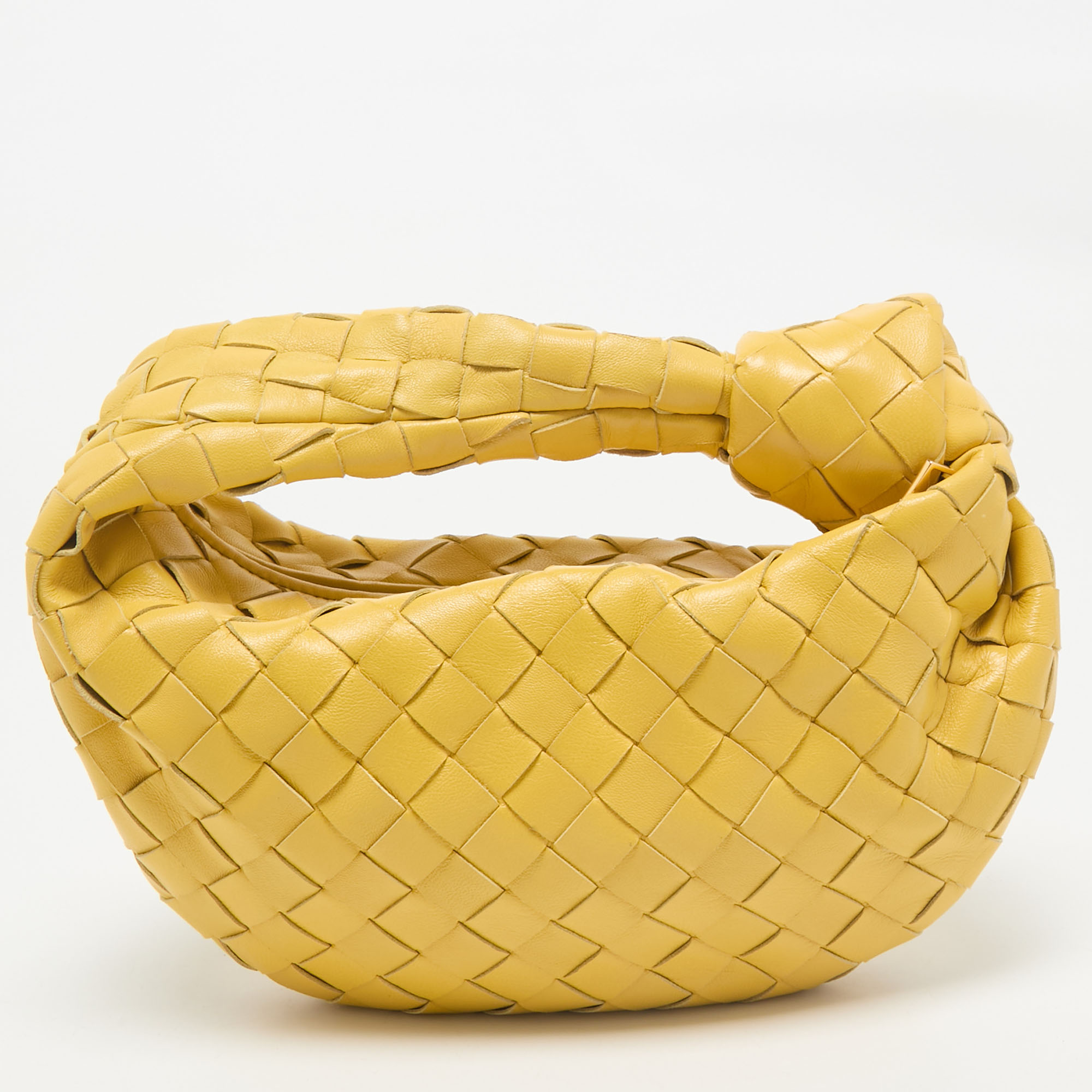 

Bottega Veneta Yellow Intrecciato Leather Mini Jodie Hobo