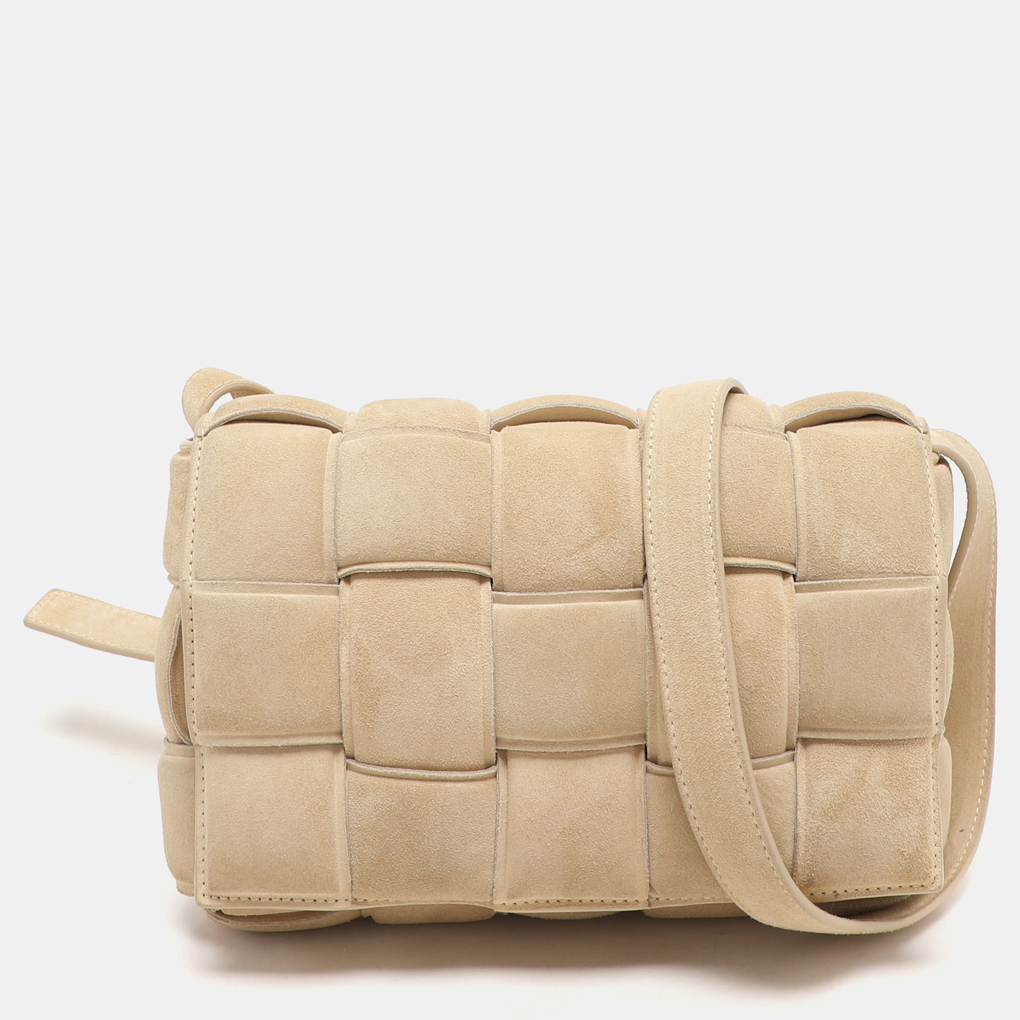 

Bottega Veneta Beige Padded Suede Cassette Shoulder Bag