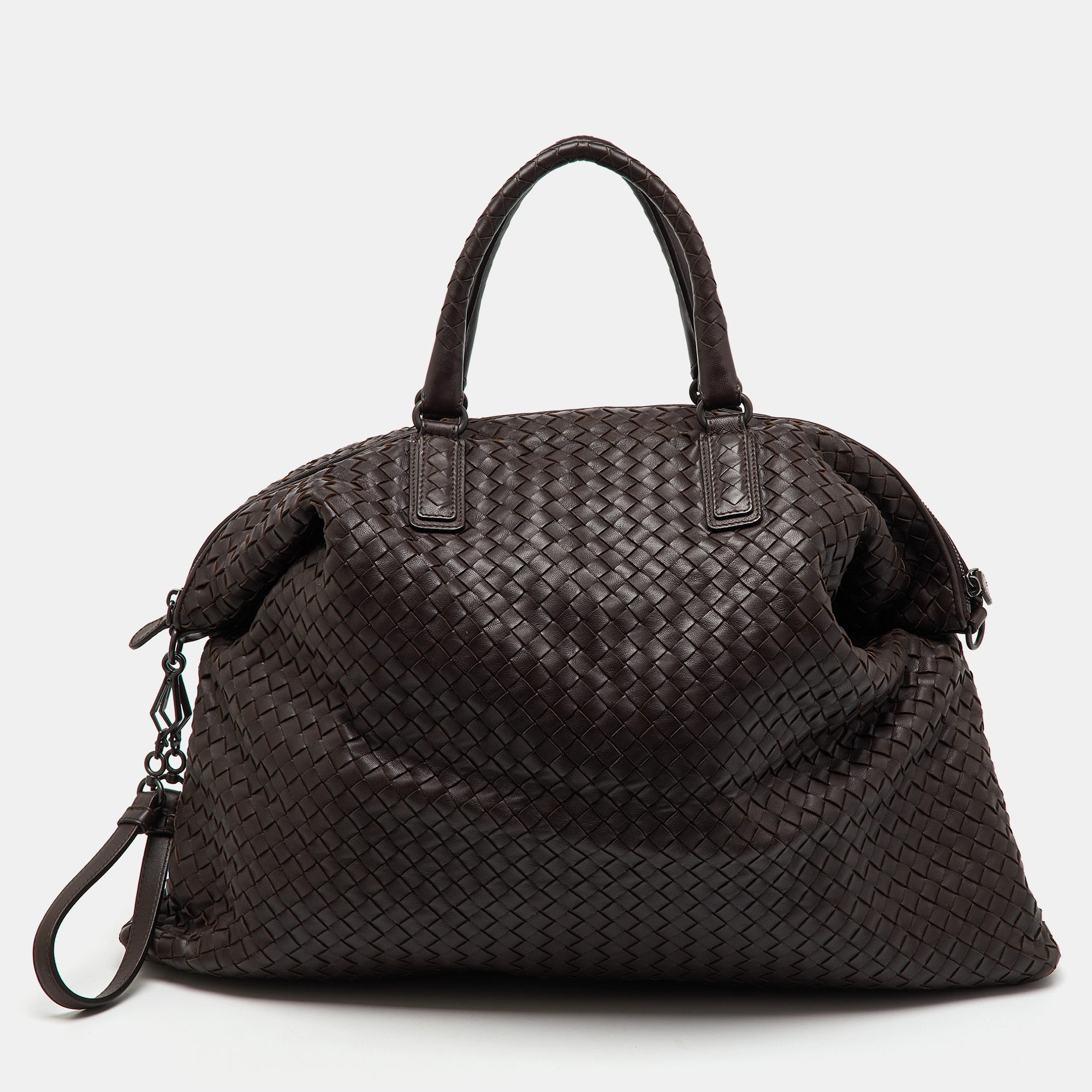 

Bottega Veneta Dark Brown Intrecciato Leather Maxi Convertible Tote