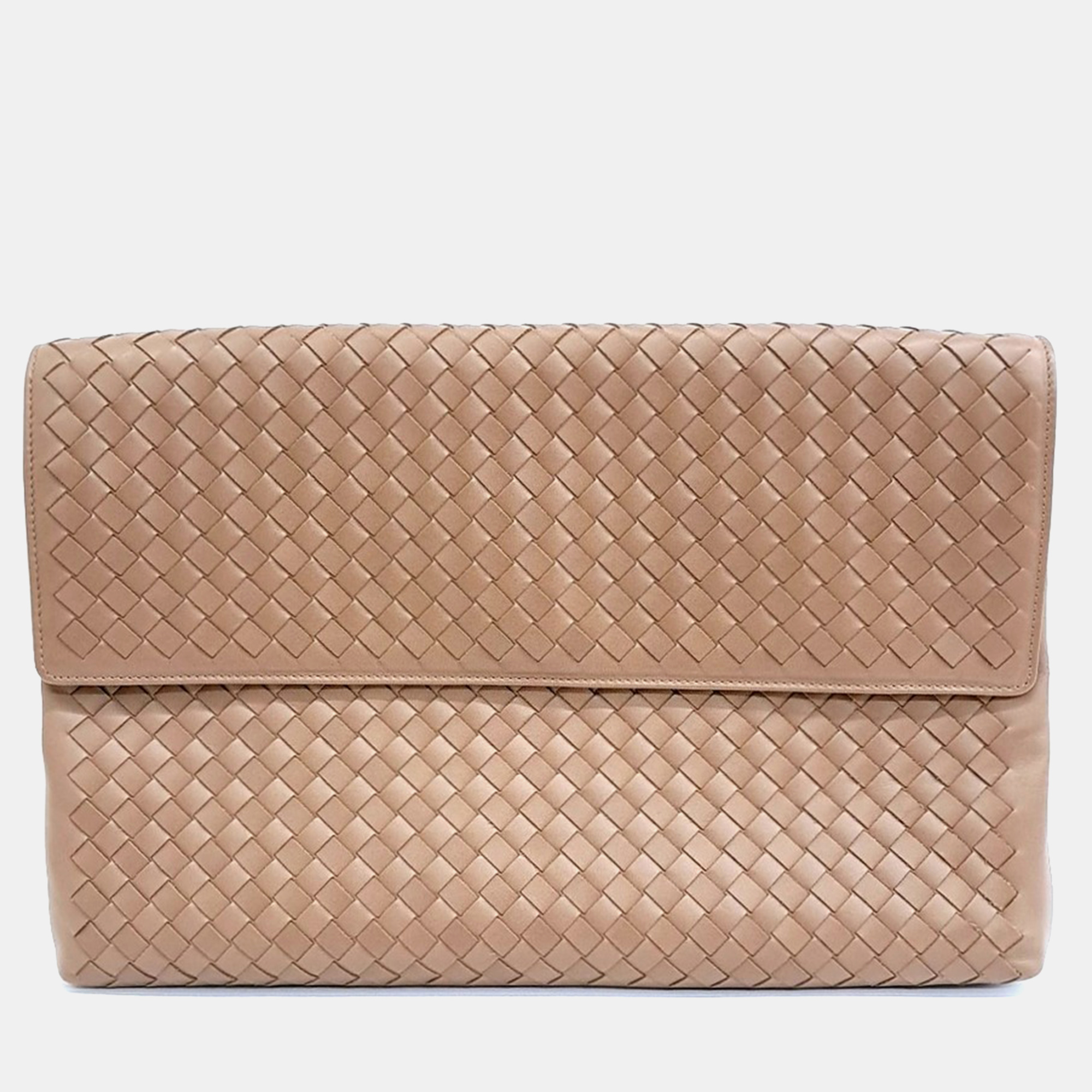 

Bottega Veneta Brown Leather Mesh Flap Clutch