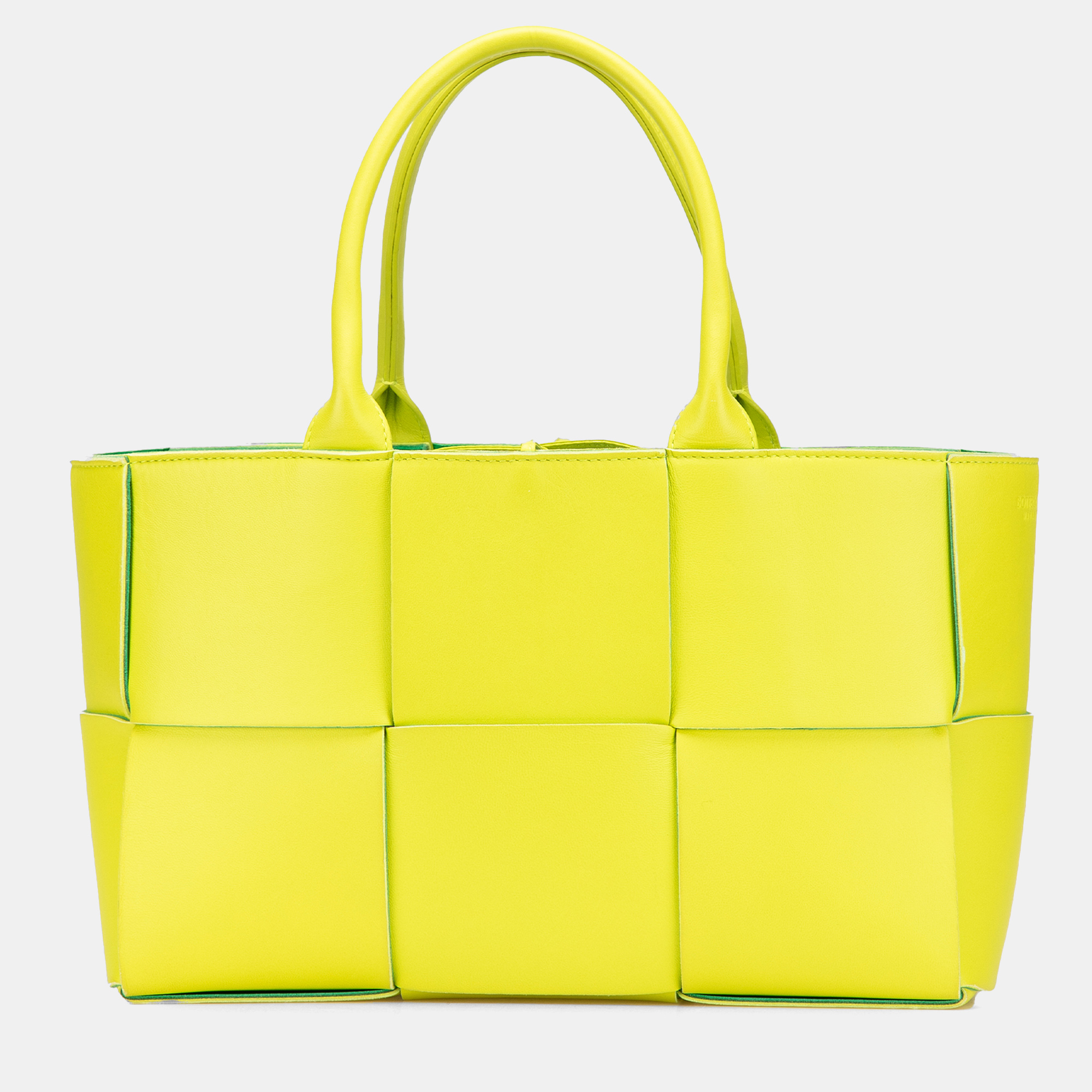 

Bottega Veneta Yellow Small Nappa Maxi Intrecciato Arco Tote