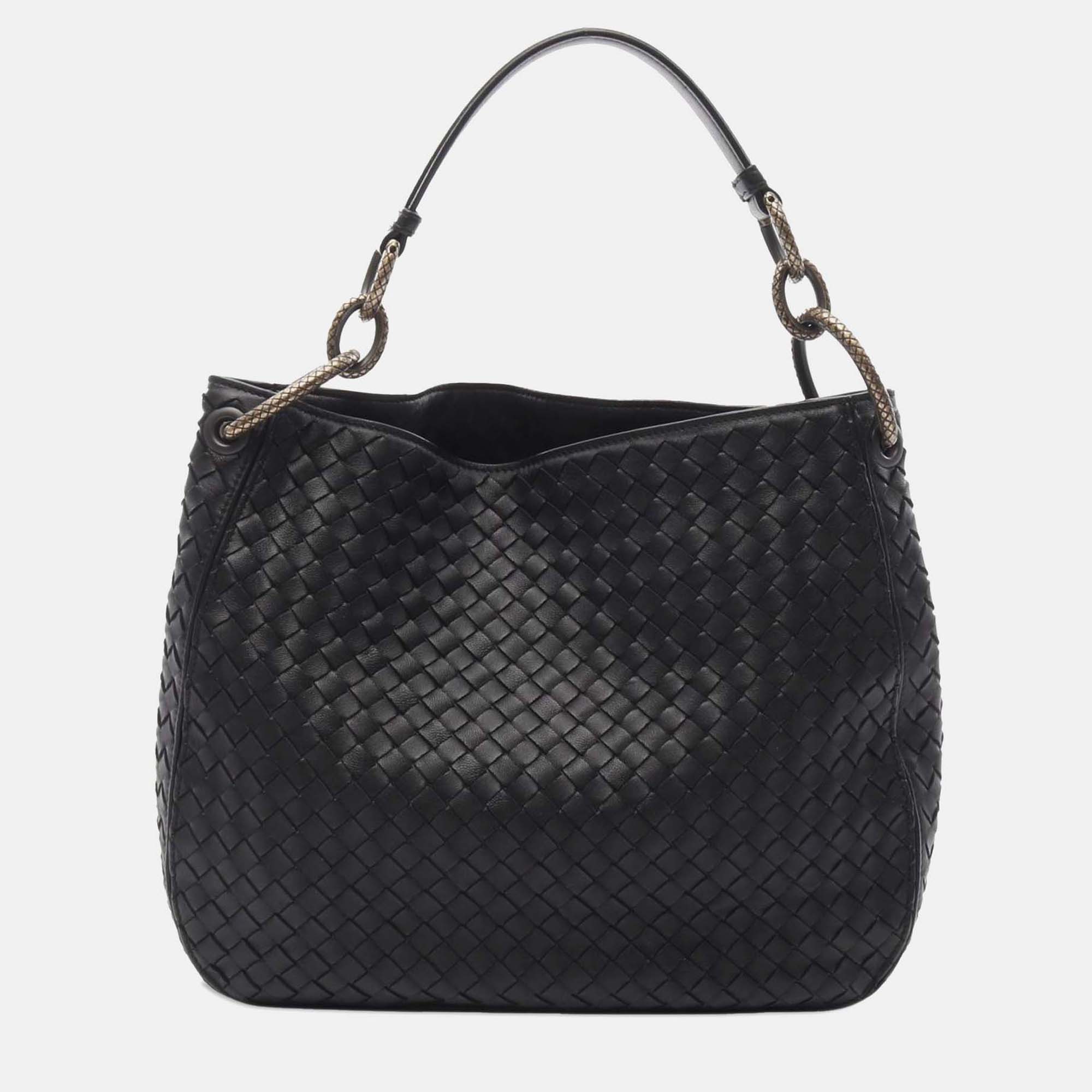 

Bottega Veneta Black Small Nappa Intrecciato Loop Hobo