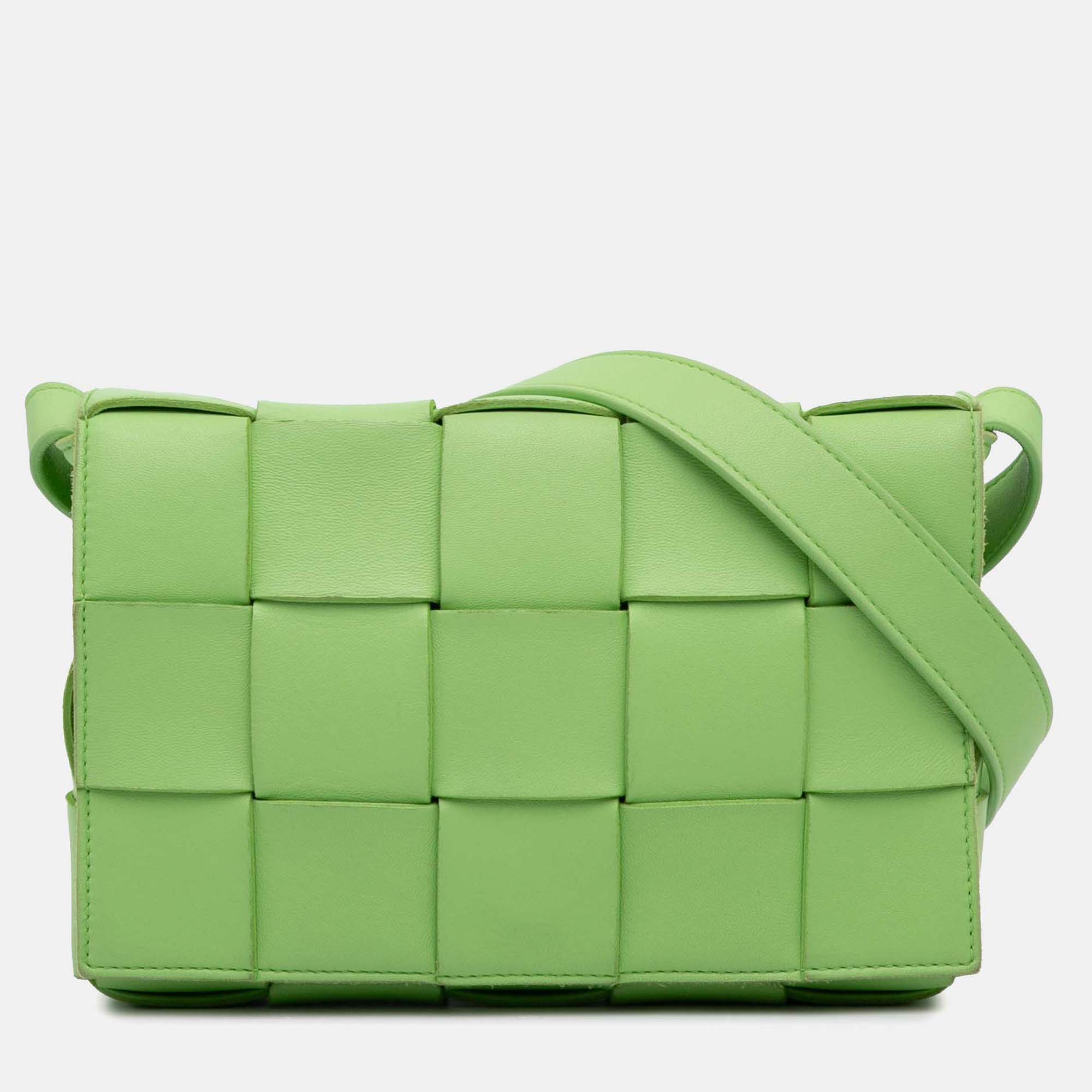 

Bottega Veneta Green Nappa Intrecciato Cassette Crossbody