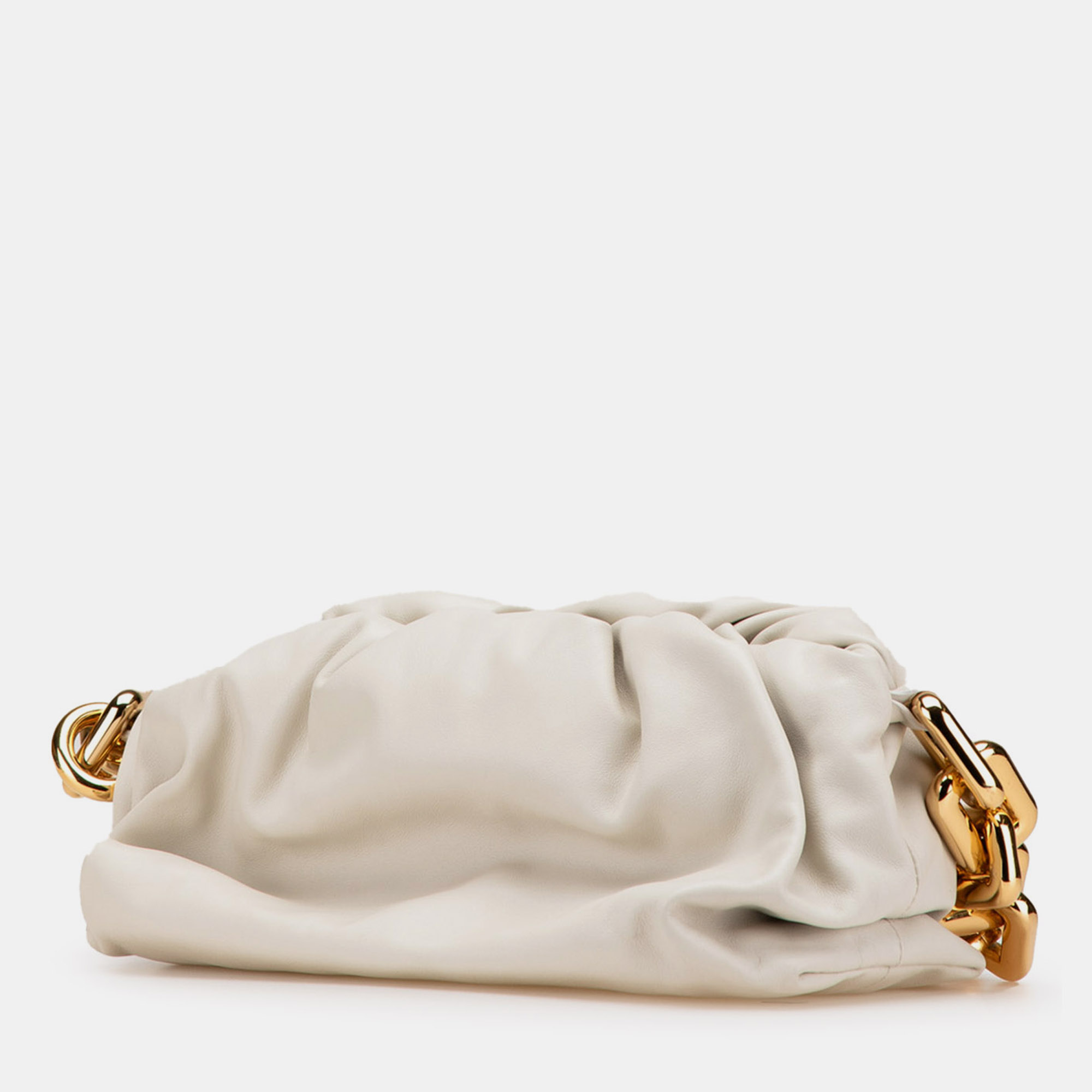

Bottega Veneta White Lambskin Chain Pouch