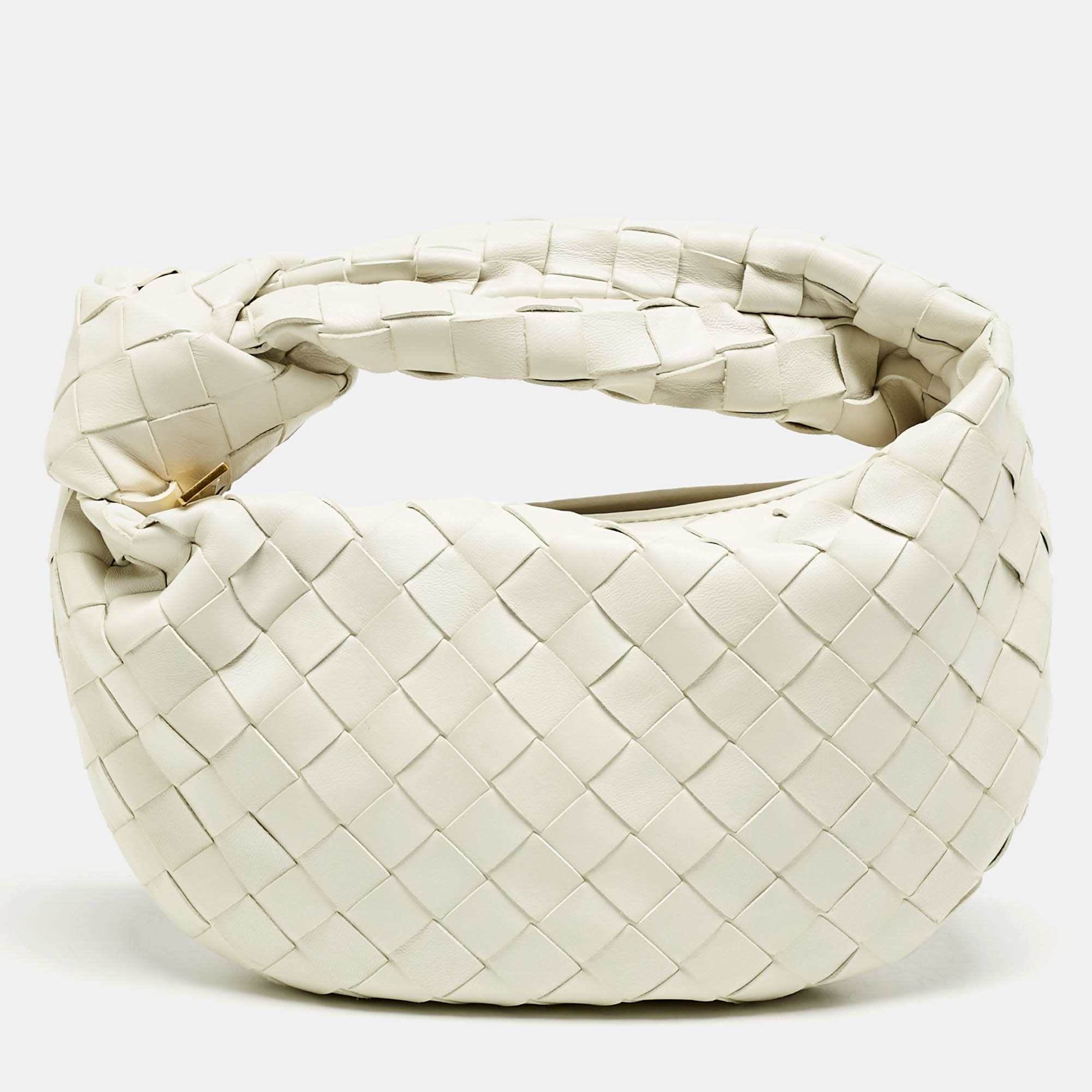 

Bottega Veneta White Intrecciato Leather Mini Jodie Hobo