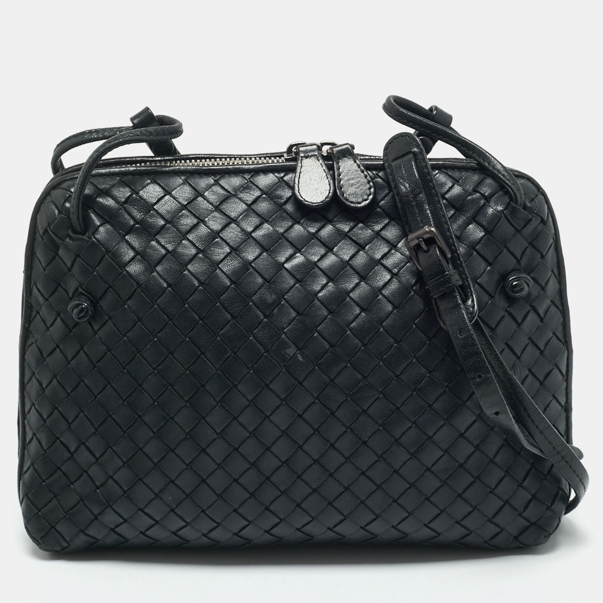 

Bottega Veneta Black Intrecciato Leather Nodini Crossbody Bag