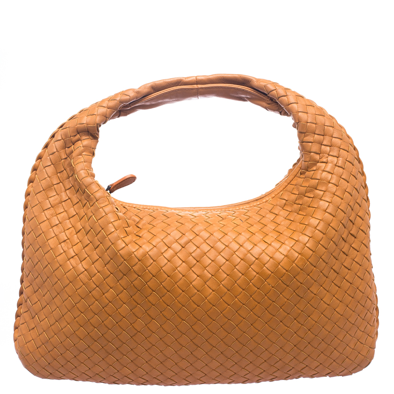 Bottega Veneta Orange Intrecciato Leather Small Hobo Bottega Veneta ...