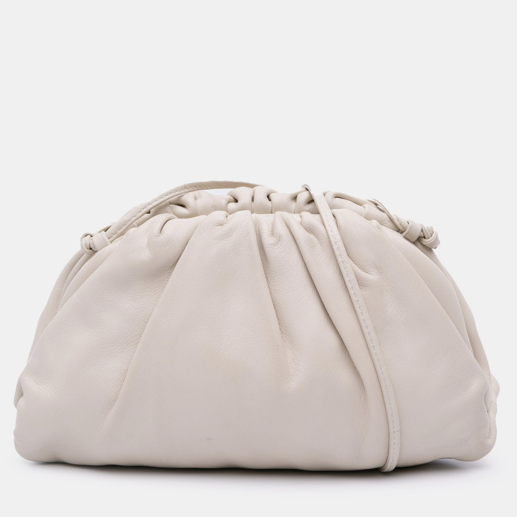 

Bottega Veneta White Lambskin The Mini Pouch Shoulder Bag