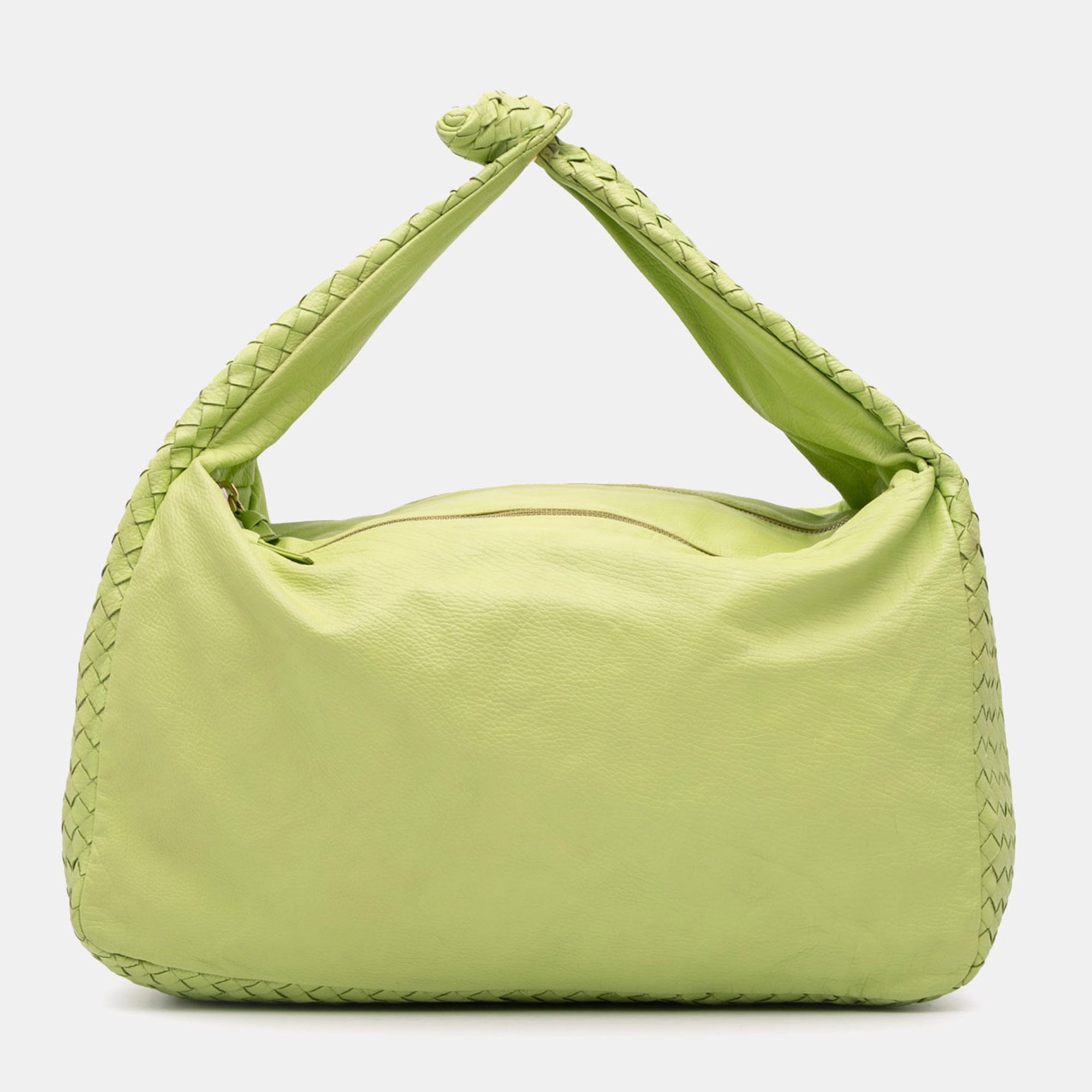 

Bottega Veneta Green Nappa Intrecciato Knot Hobo