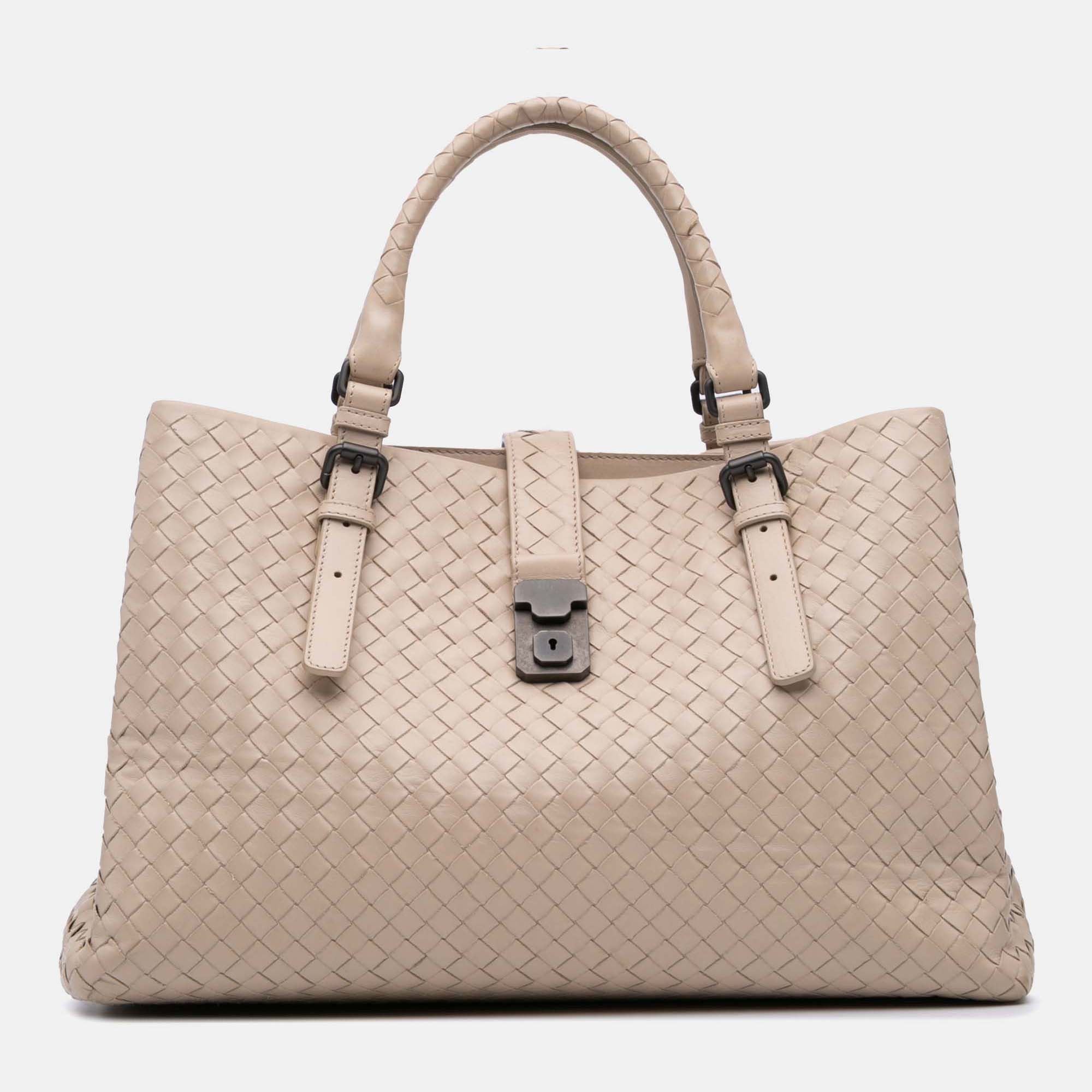 

Bottega Veneta Beige Medium Nappa Intrecciato Roma Tote
