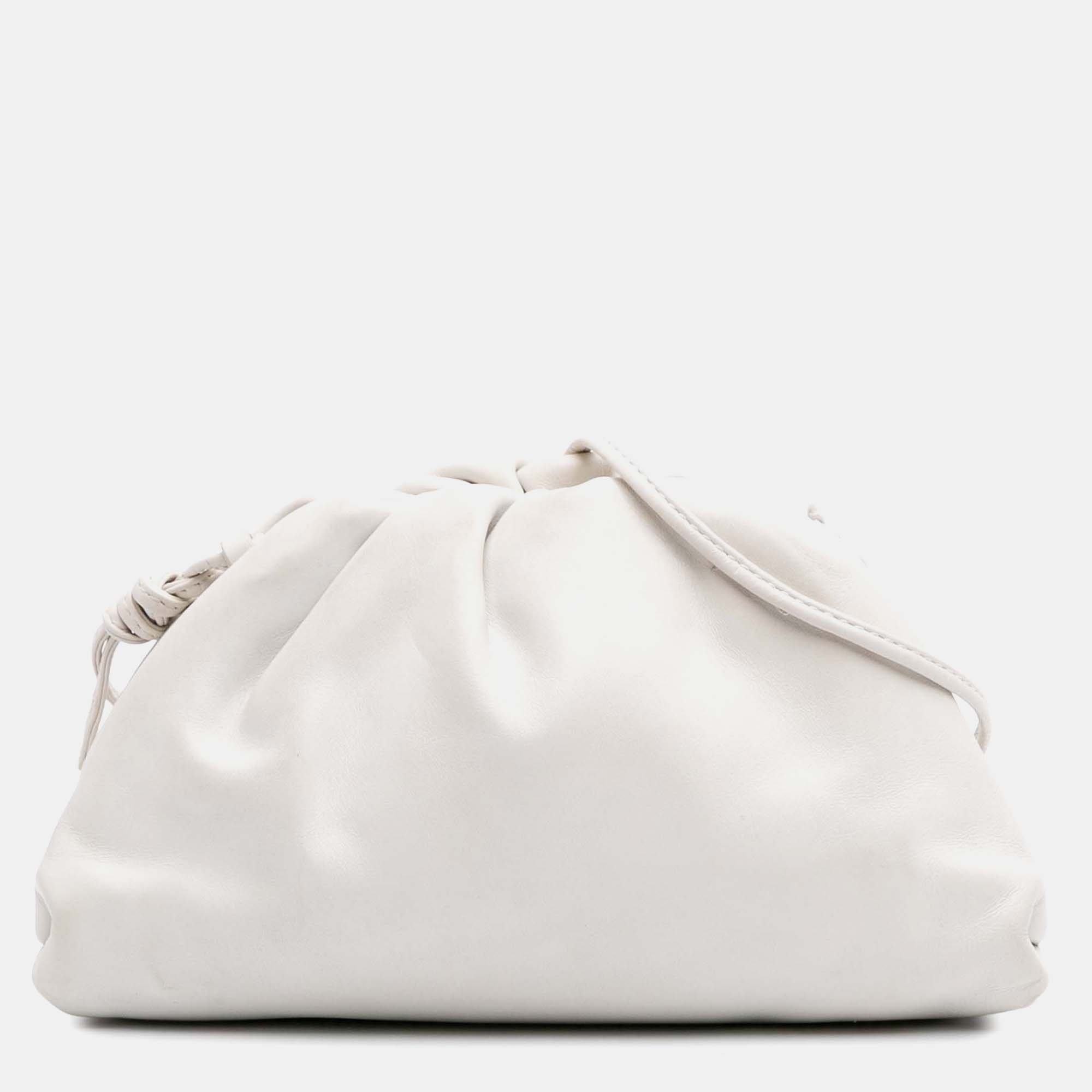 

Bottega Veneta White Lambskin The Mini Pouch