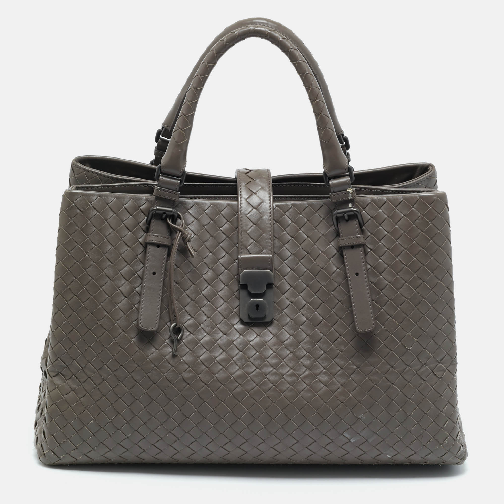 

Bottega Veneta Grey Intrecciato Leather Medium Roma Tote
