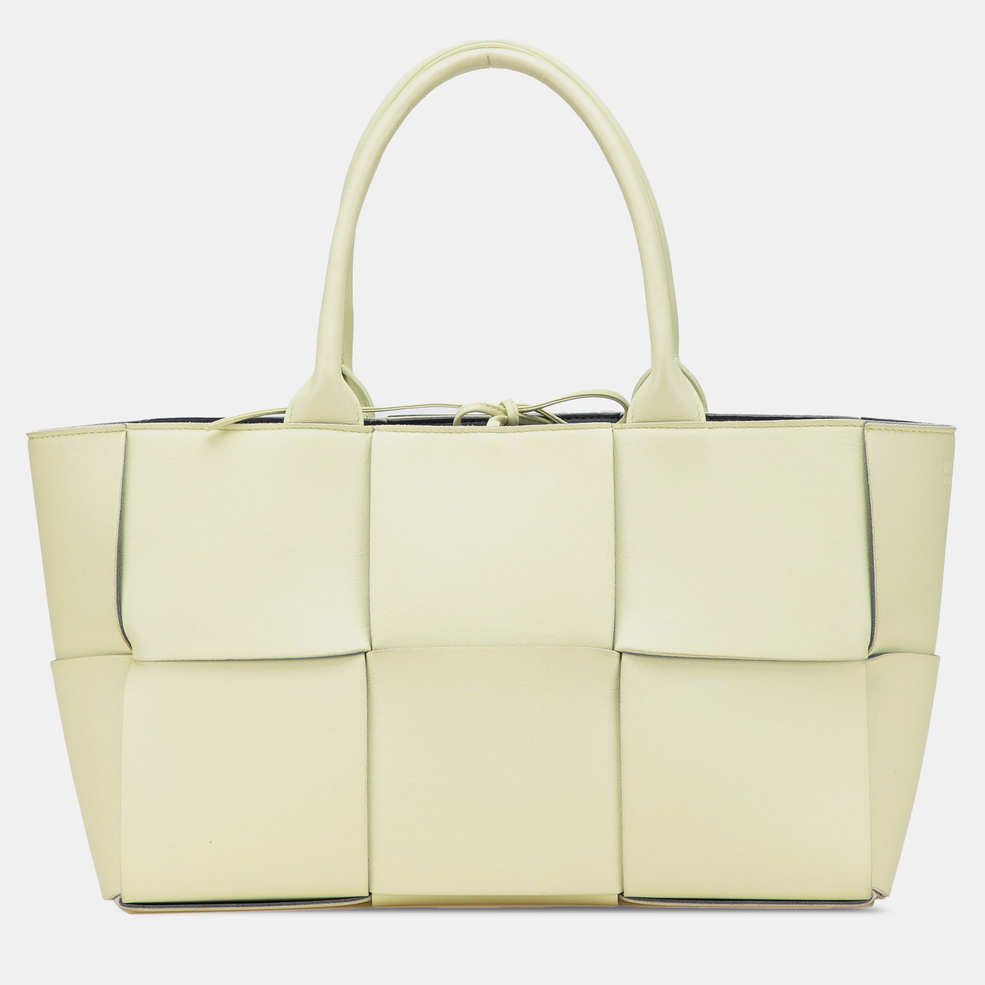 

Bottega Veneta Cream Small Lambskin Intrecciato Arco Tote