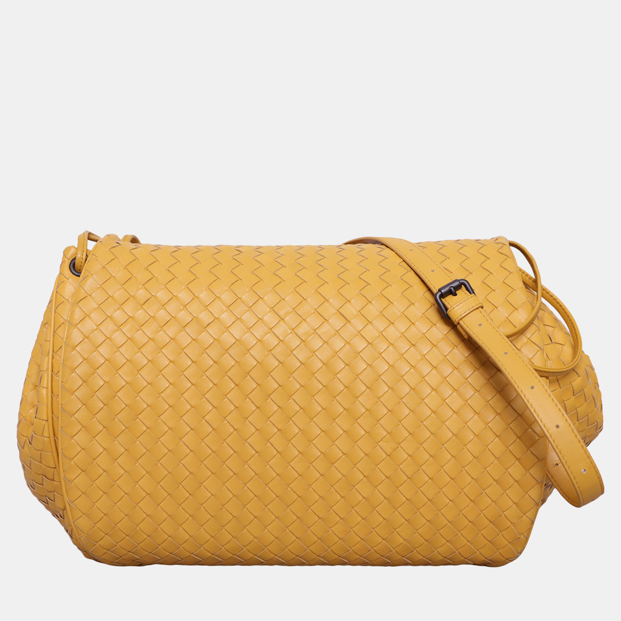 

Bottega Veneta Intrecciato Yellow Leather Messenger Bag