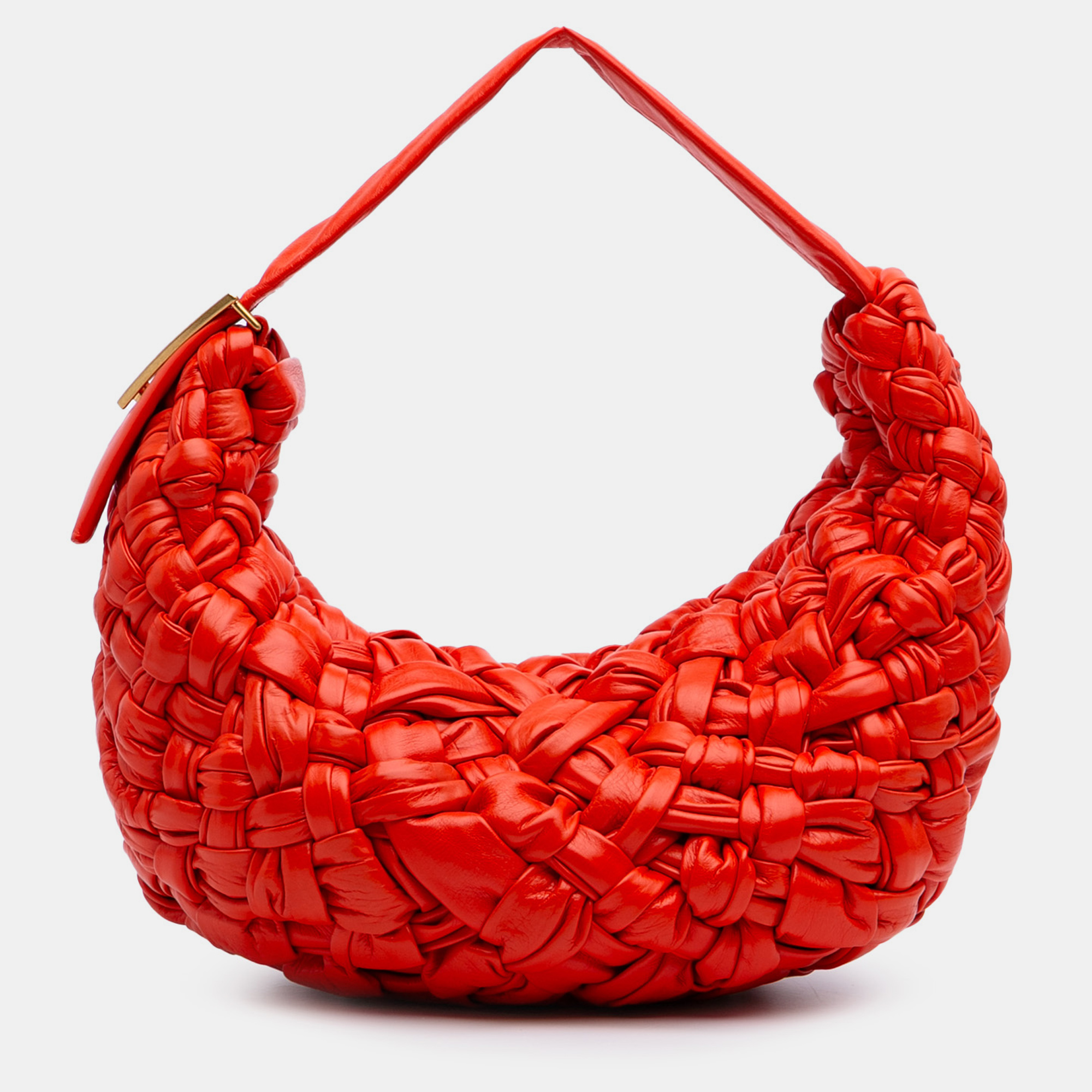 

Bottega Veneta Red Foulard Intrecciato Calfskin Banana Hobo