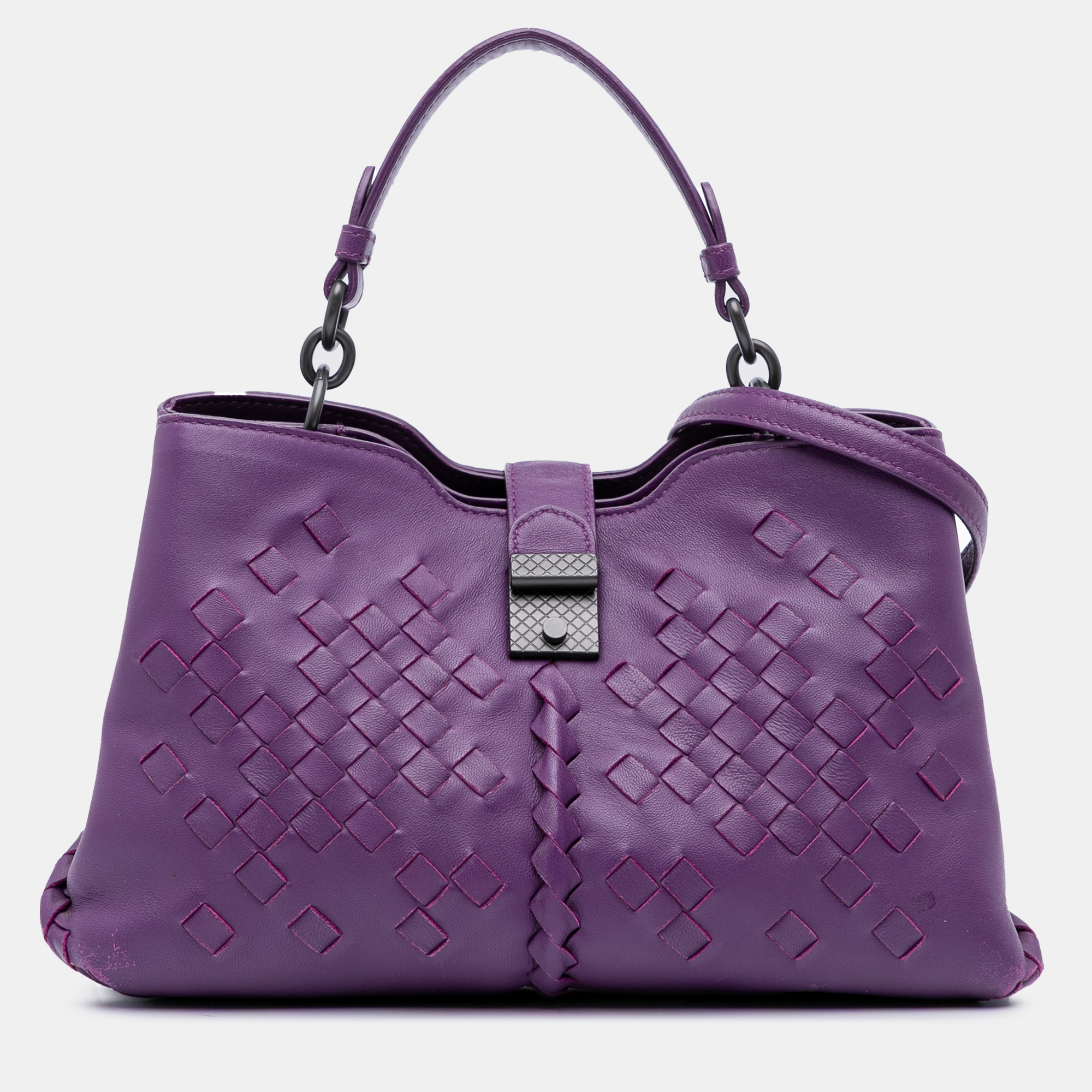 

Bottega Veneta Purple Nappa Intrecciato Napoli Satchel