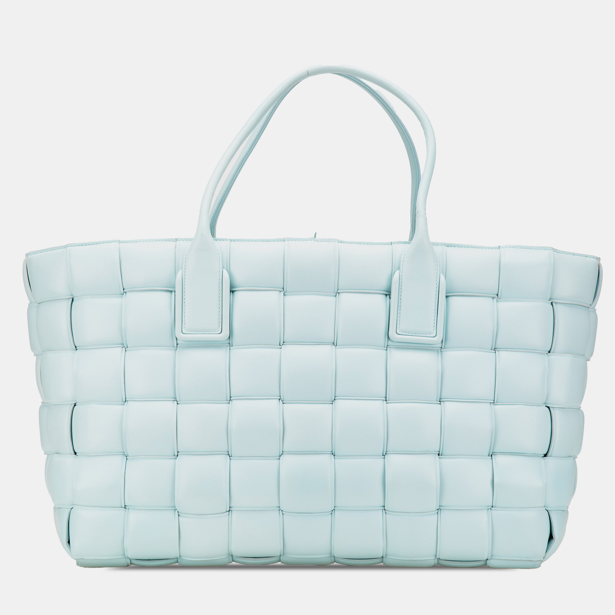 

Bottega Veneta Blue Large Lambskin Intreccio Padded Tote