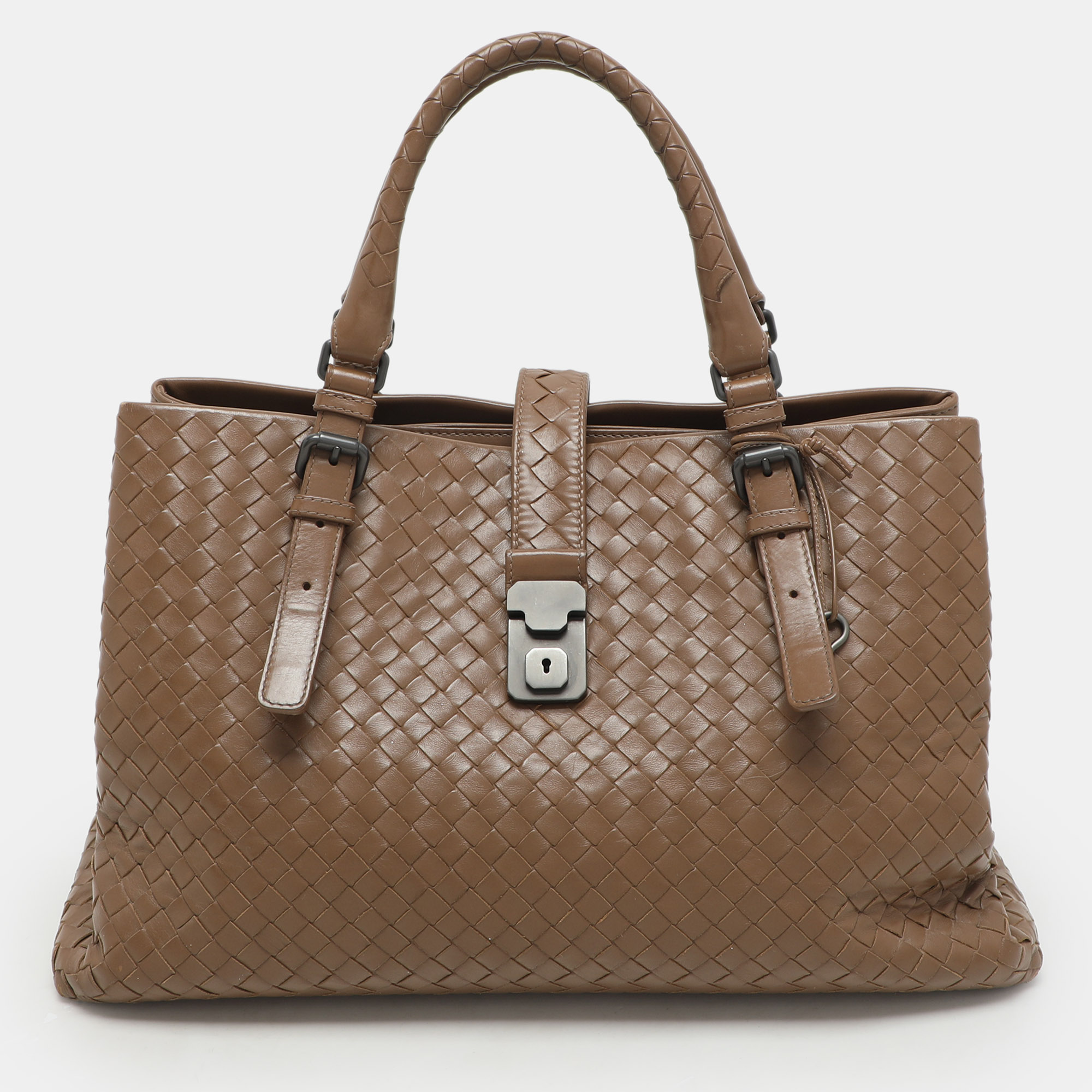 

Bottega Veneta Beige Intrecciato Leather Medium Roma Tote