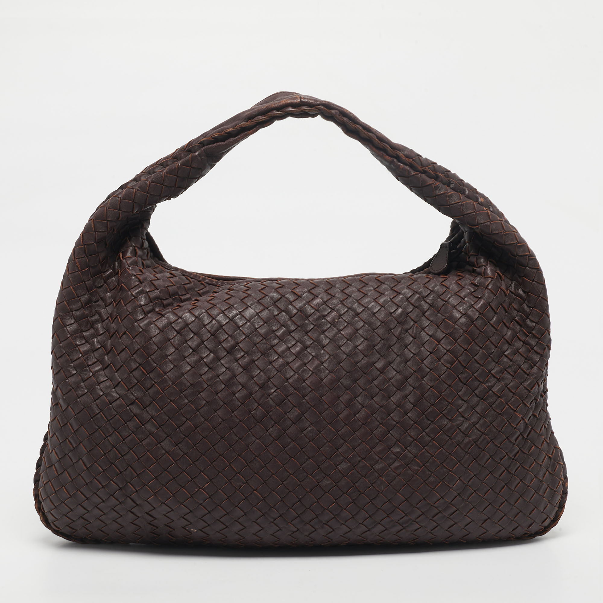 

Bottega Veneta Dark Brown Intrecciato Leather  Veneta Hobo