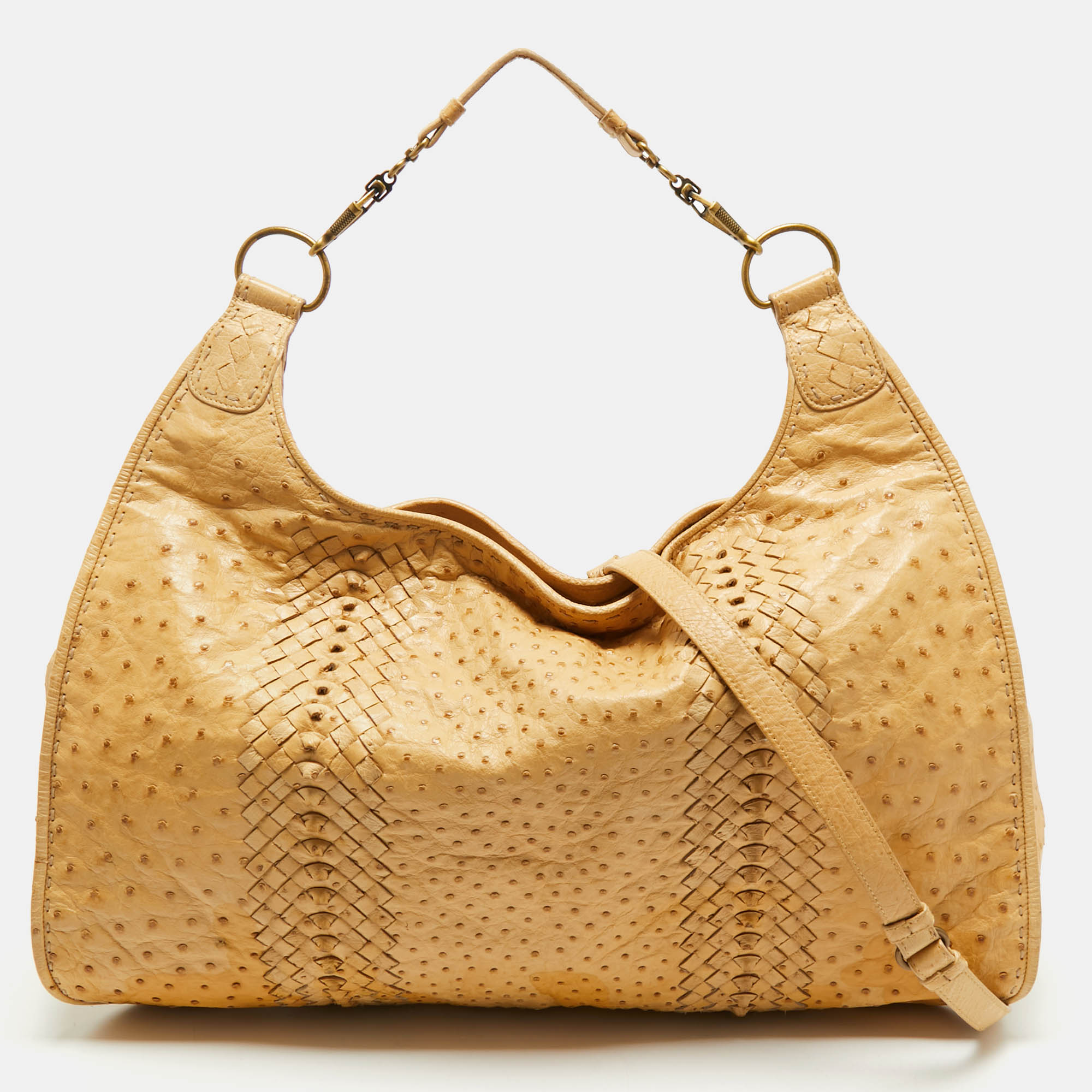 

Bottega Veneta Tan Ostrich Oversized Hobo