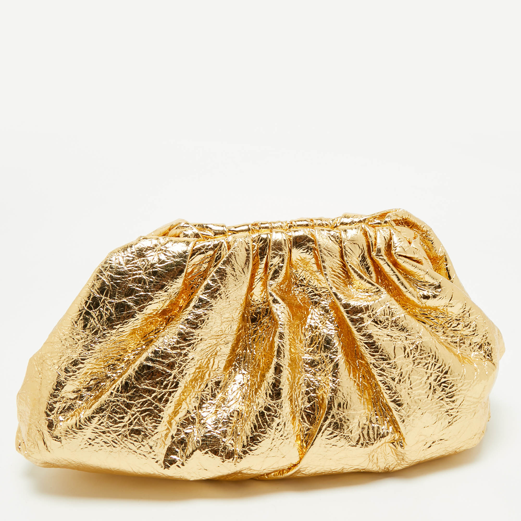 

Bottega Veneta Gold Foil Leather The Pouch Clutch