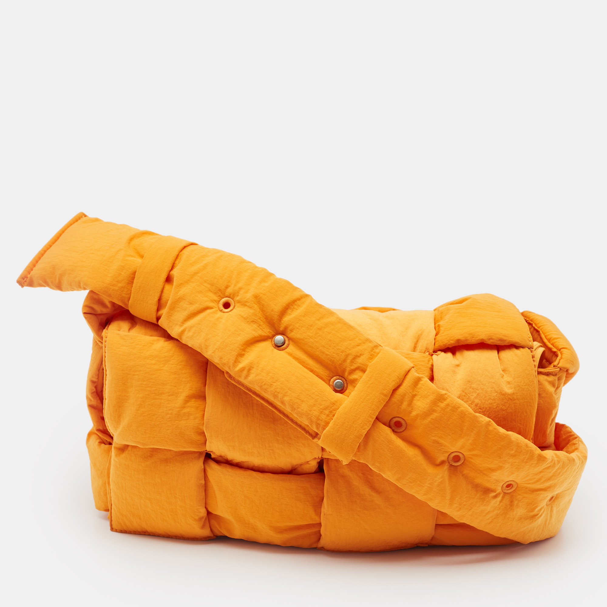 

Bottega Veneta Orange Intreccio Nylon Medium Padded Tech Cassette Bag