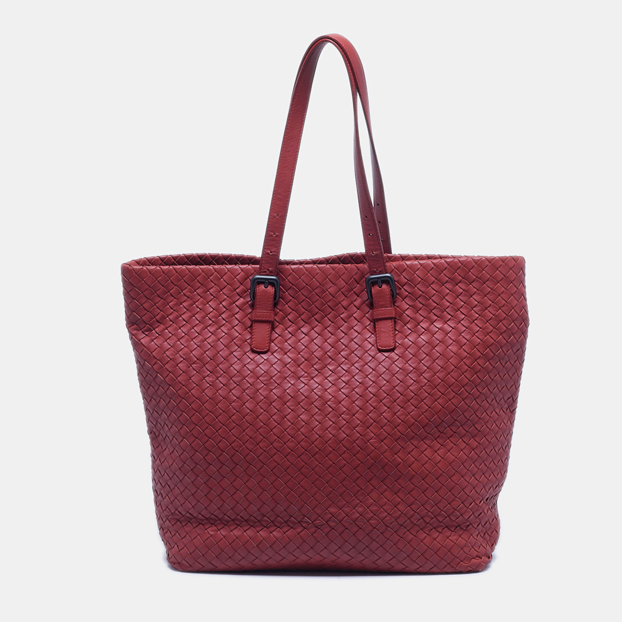 

Bottega Veneta Red Intrecciato Leather Tote
