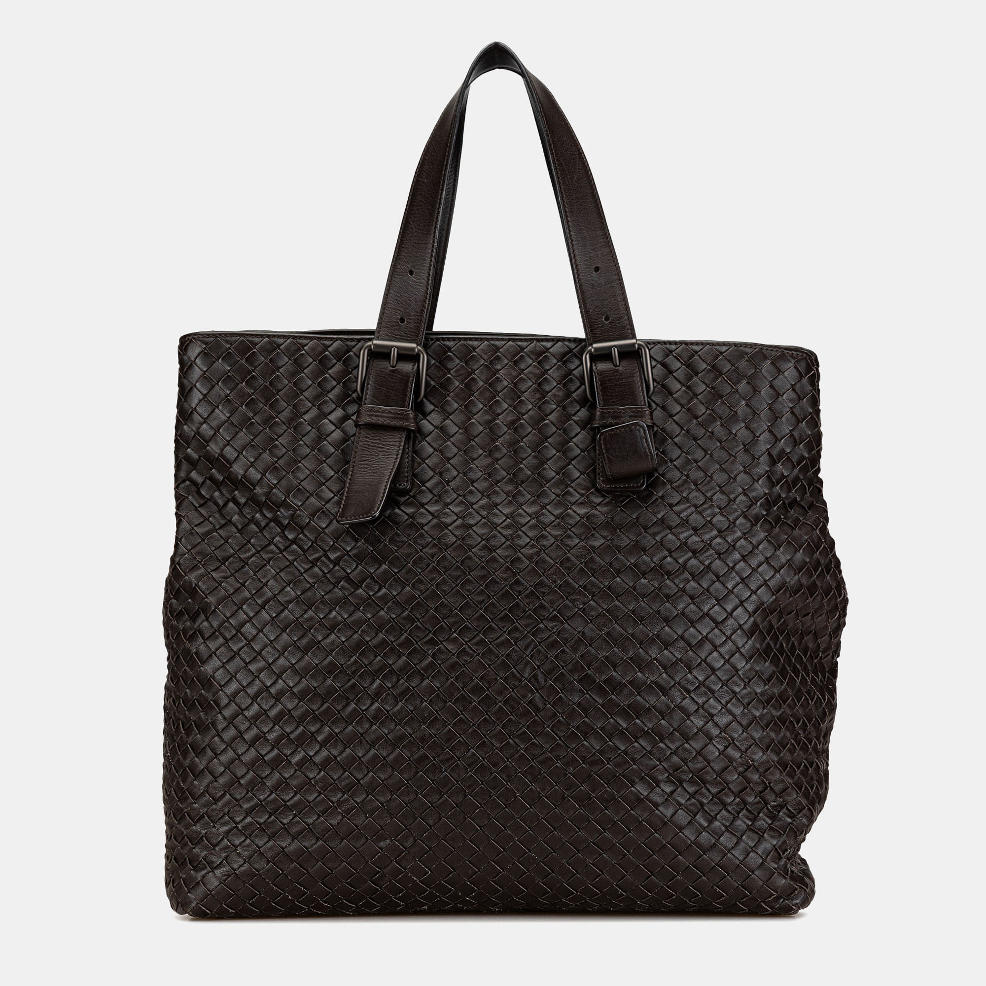 Pre-owned Bottega Veneta Brown Nappa Intrecciato Belted Tote