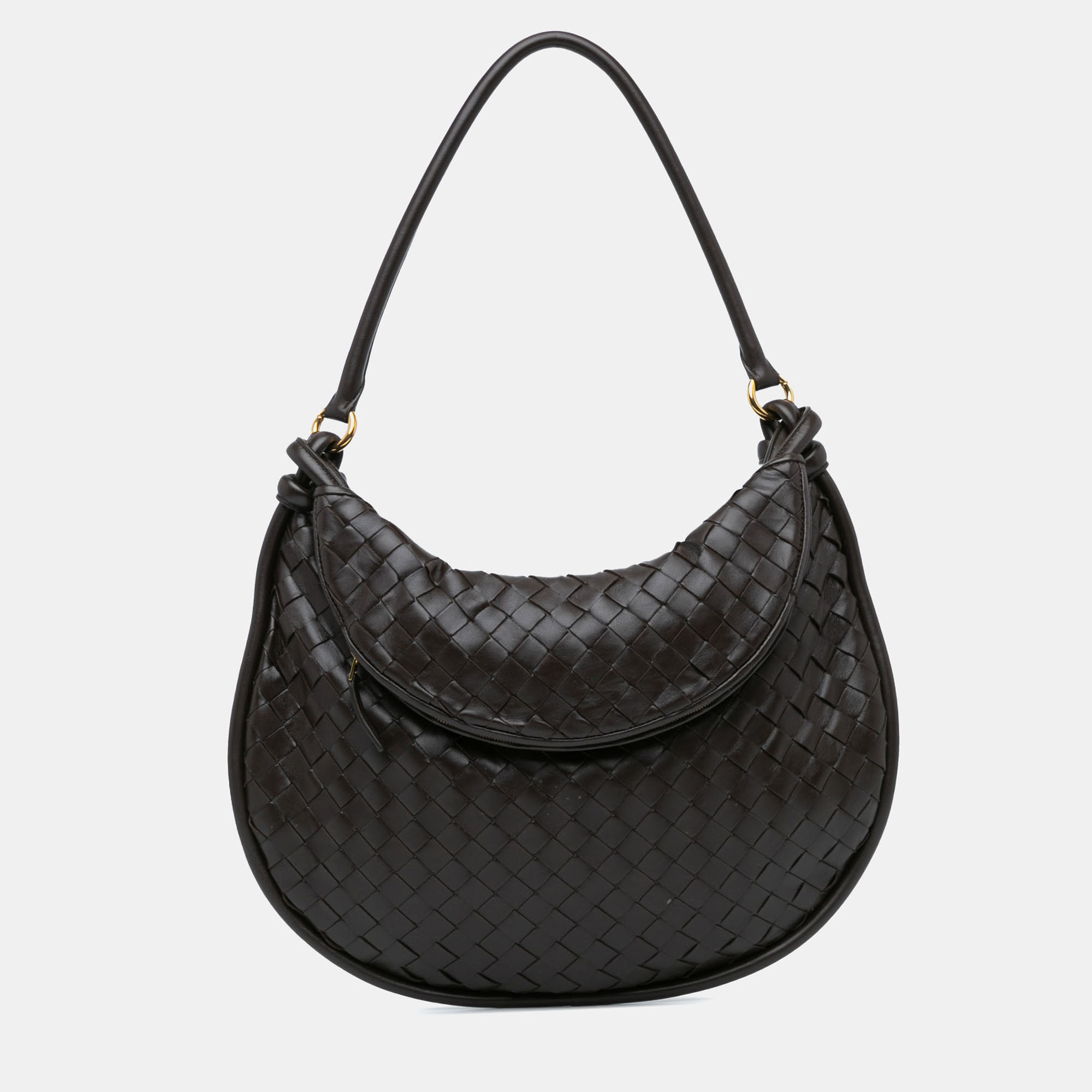 

Bottega Veneta Brown Large Lambskin Intrecciato Gemelli