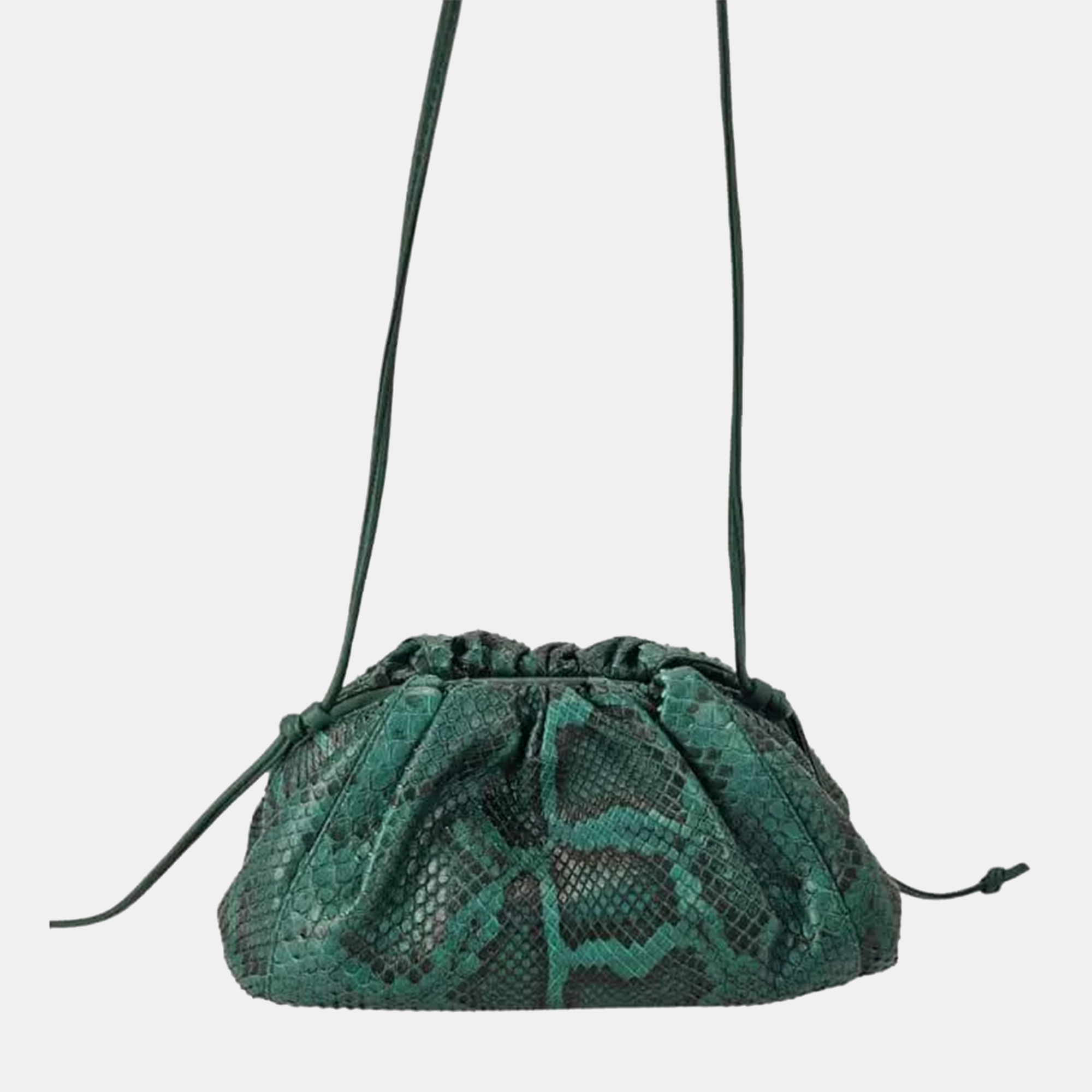 

Bottega Veneta Mini Pouch Green Python Leather Clutch Bag