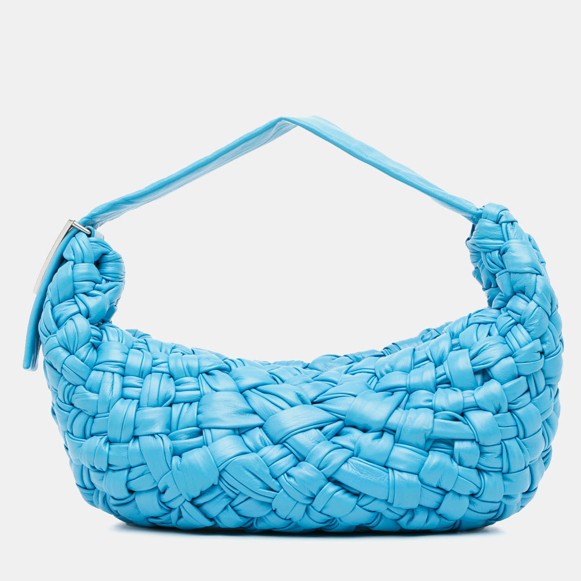 

Bottega Veneta Blue Foulard Intrecciato Banana Bag