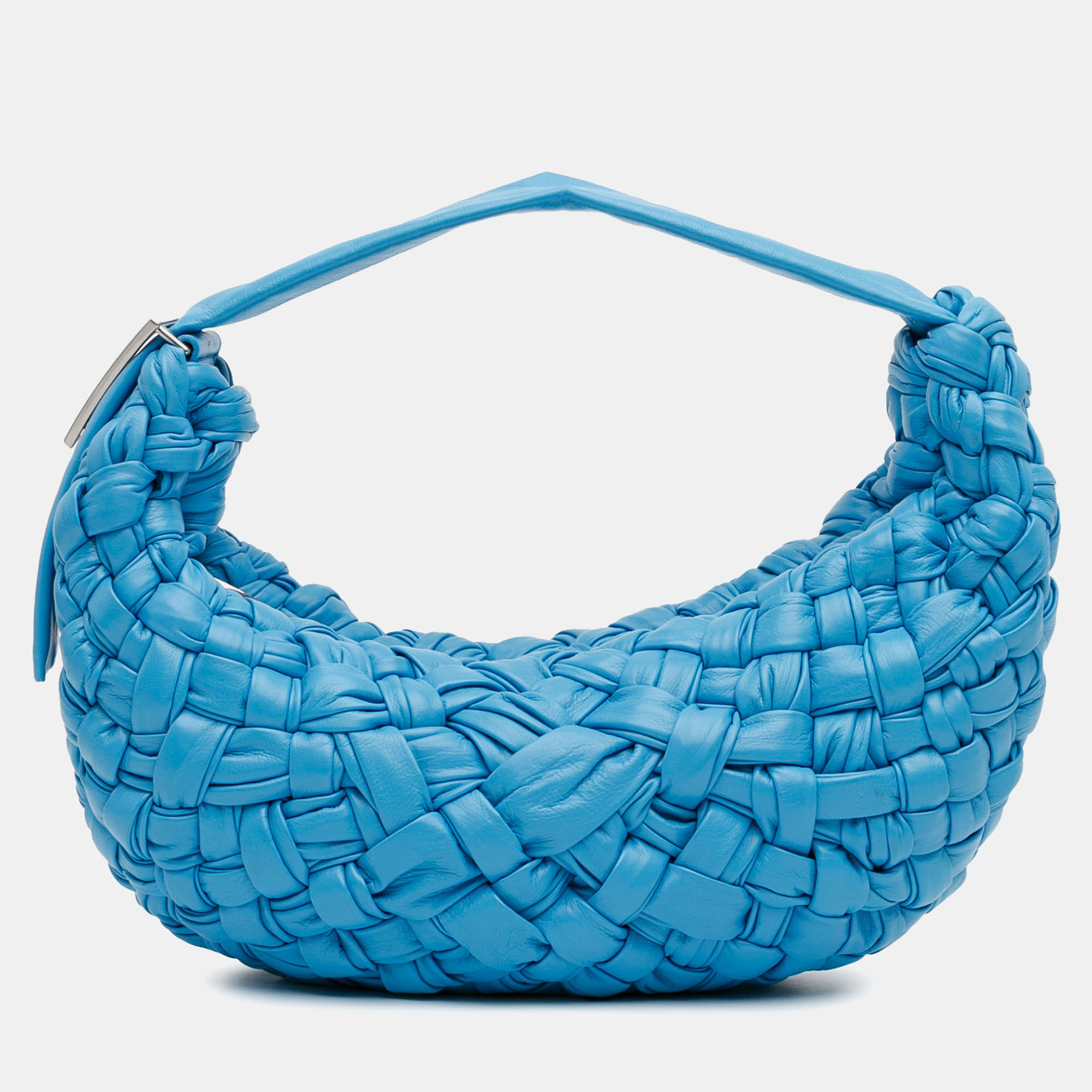 

Bottega Veneta Blue Paper Calfskin Intrecciato Banana Hobo Bag