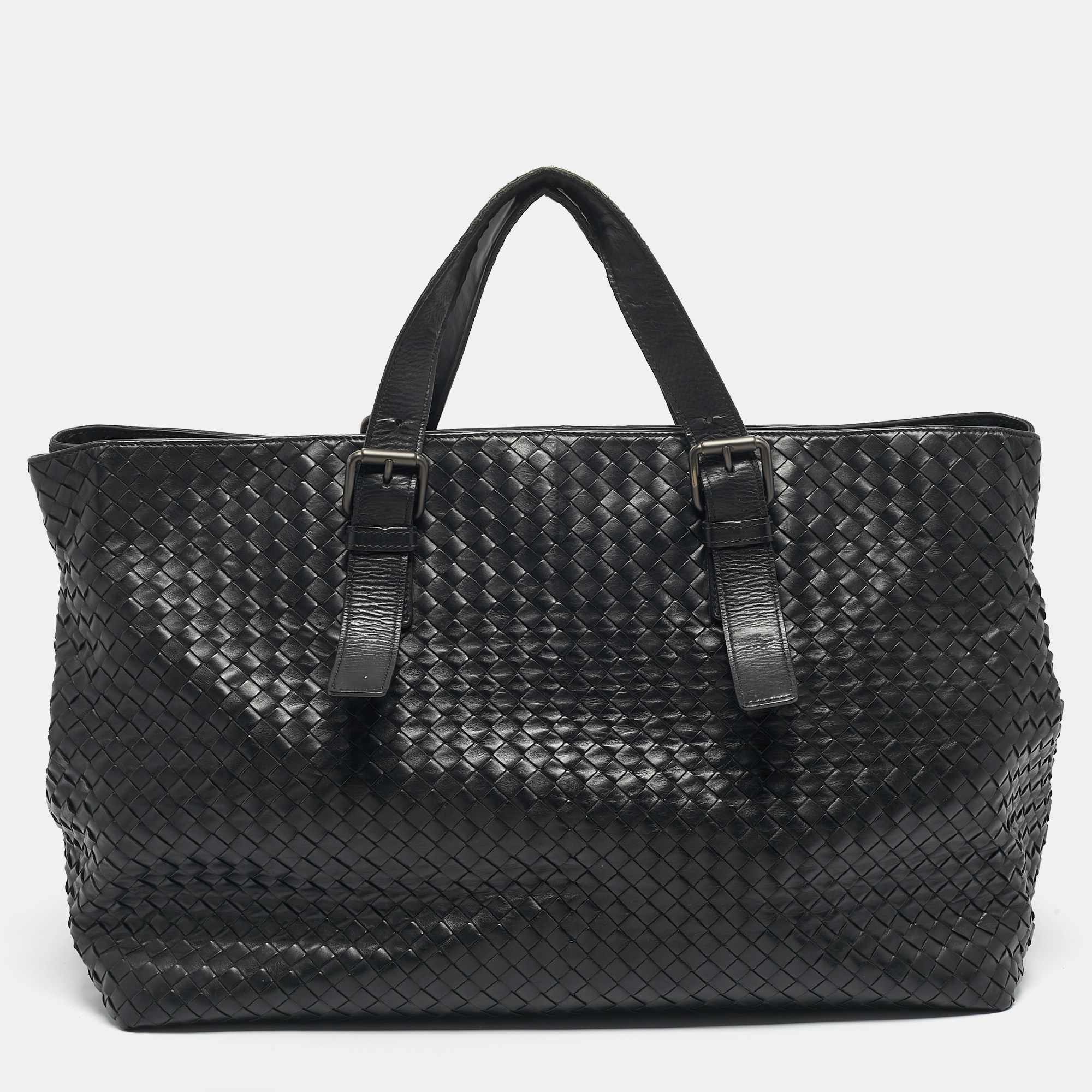 

Bottega Veneta Black Intrecciato Leather  Cabat Tote