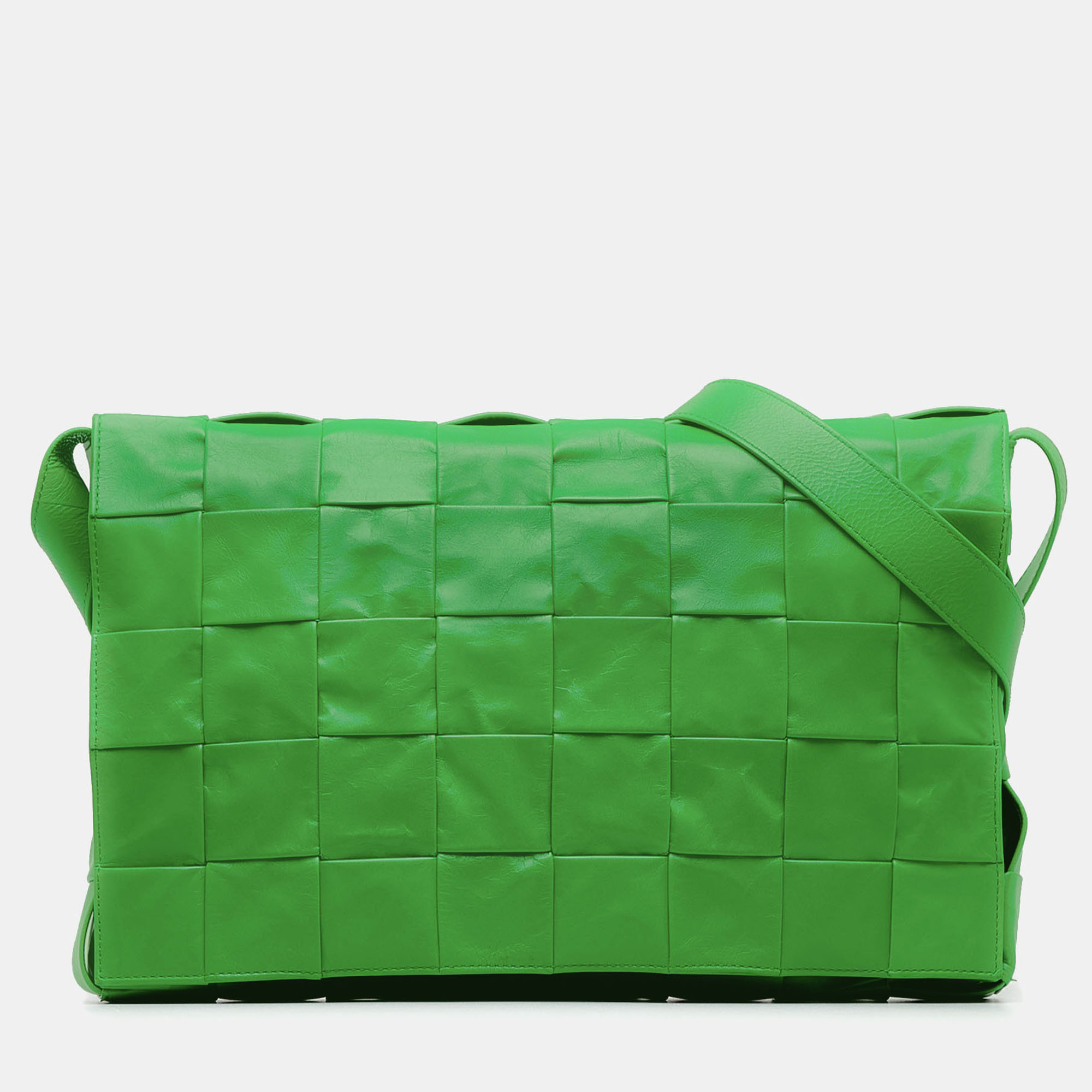 

Bottega Veneta Green Maxi Nappa Intrecciato Cassette Crossbody