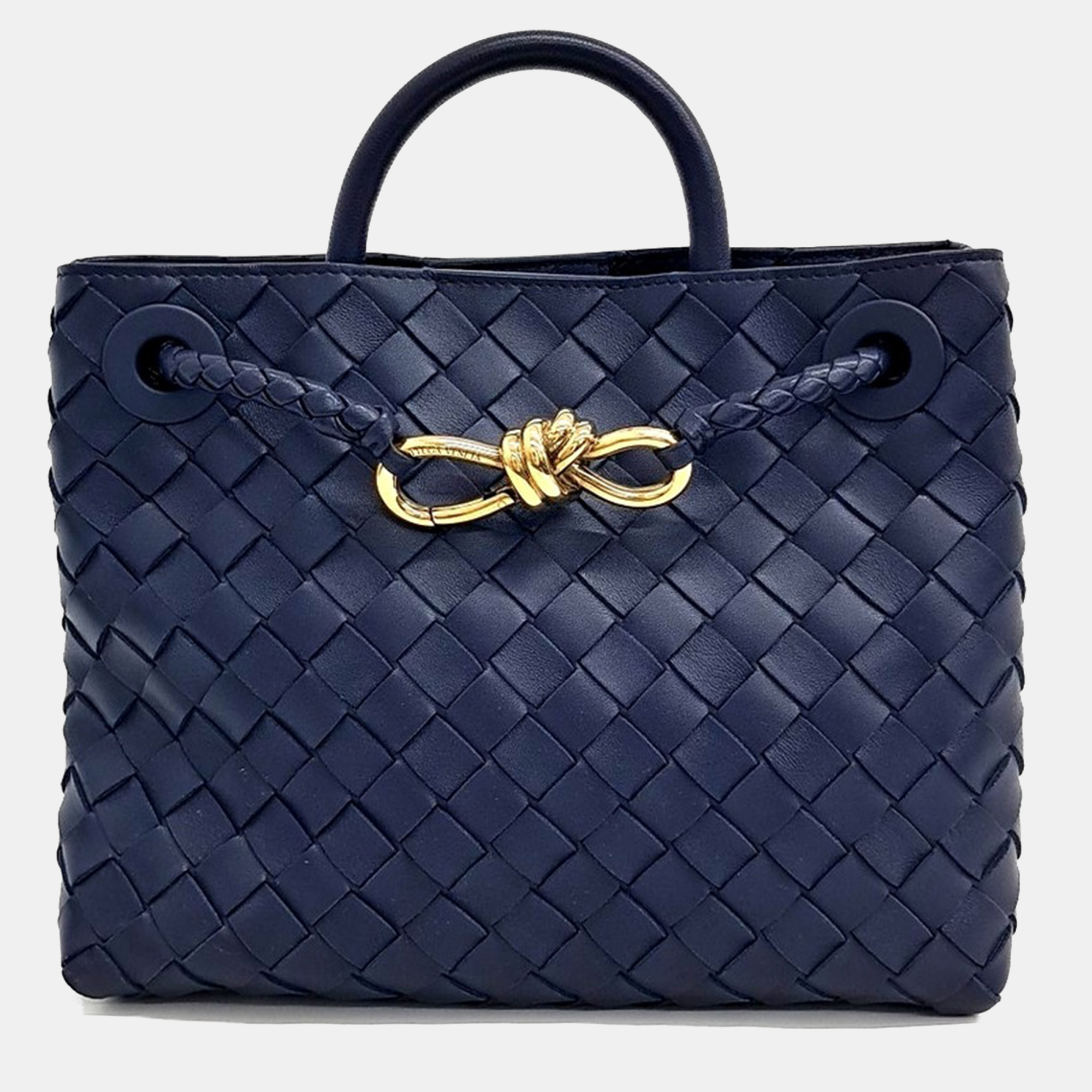 

Bottega Veneta Blue Leather Small Andiamo Bag