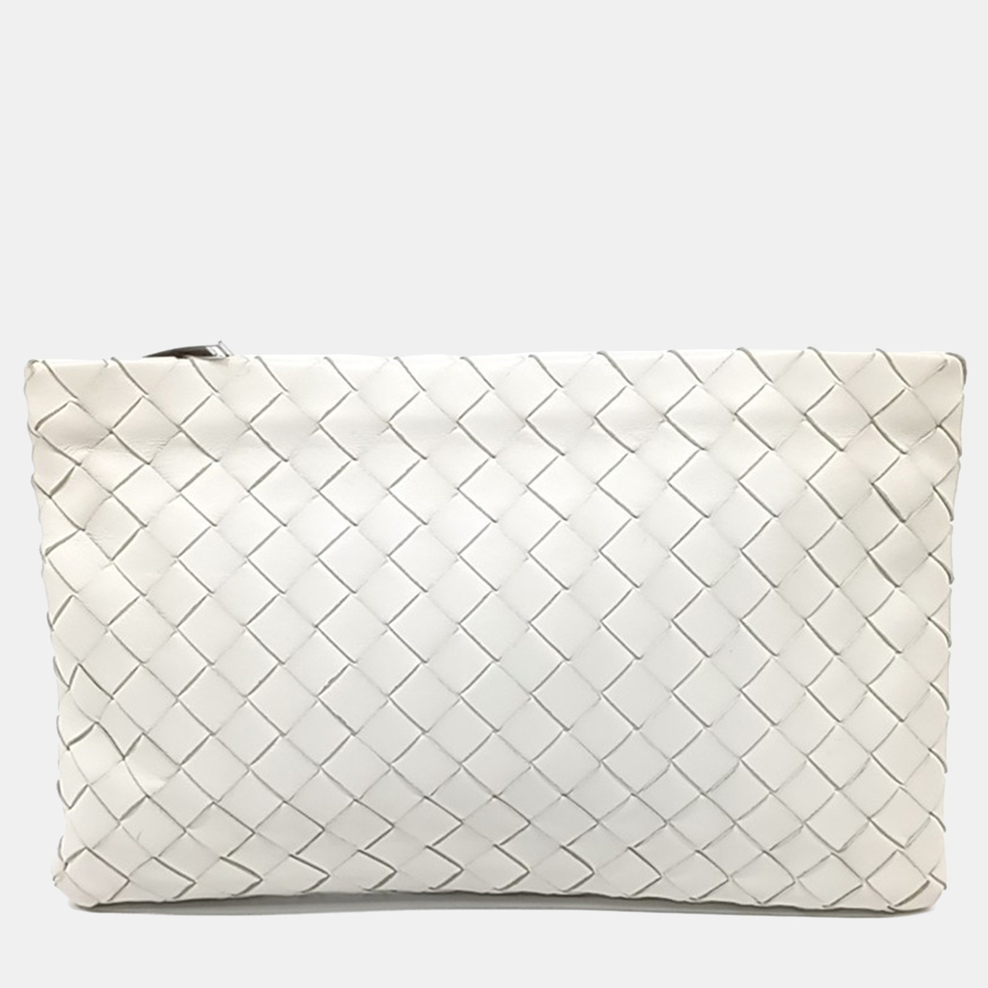 Pre-owned Bottega Veneta White Leather Mesh Clutch