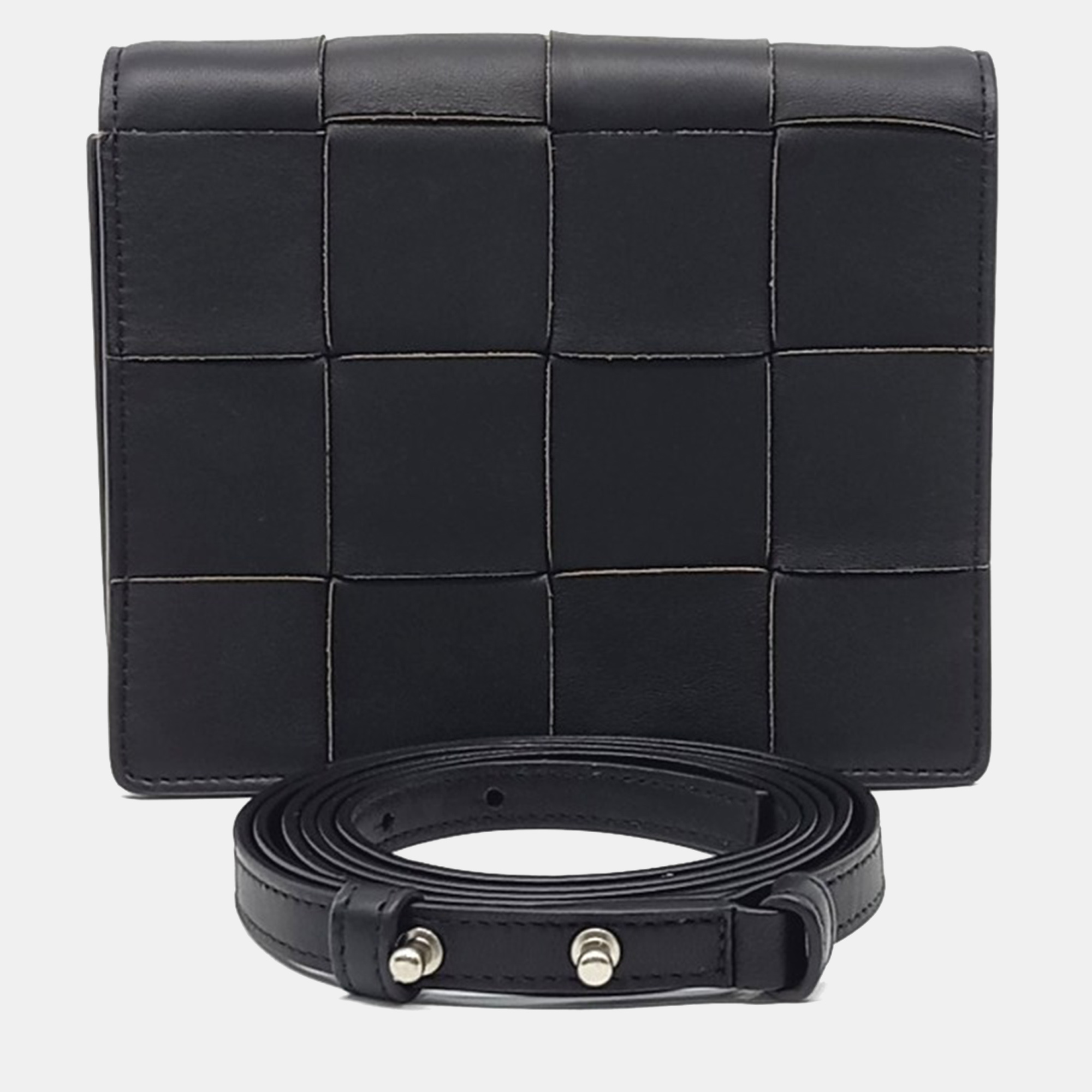

Bottega Veneta Black Leather Cassette Mini Crossbody Bag