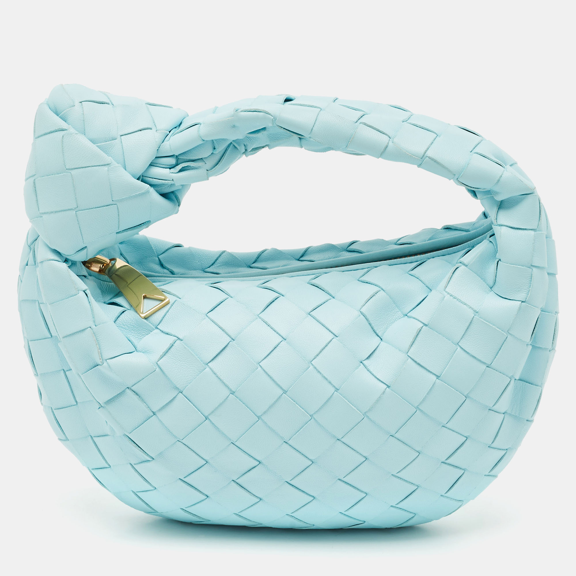

Bottega Veneta Light Blue Intrecciato Leather Mini Jodie Hobo