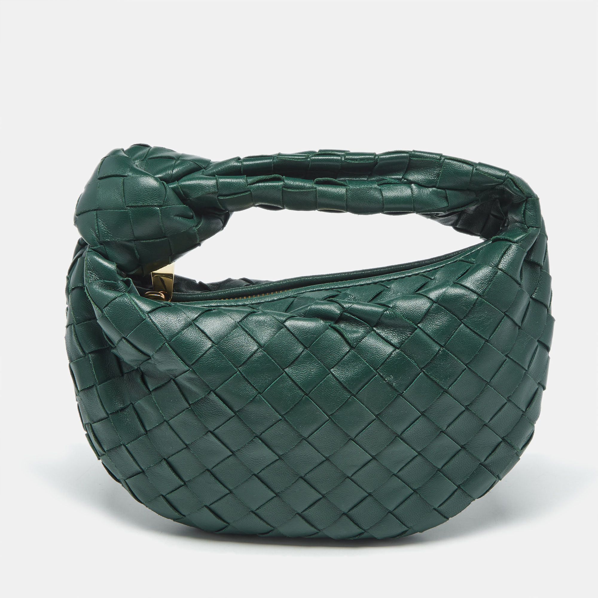 

Bottega Veneta Green Intrecciato Leather Mini Jodie Hobo