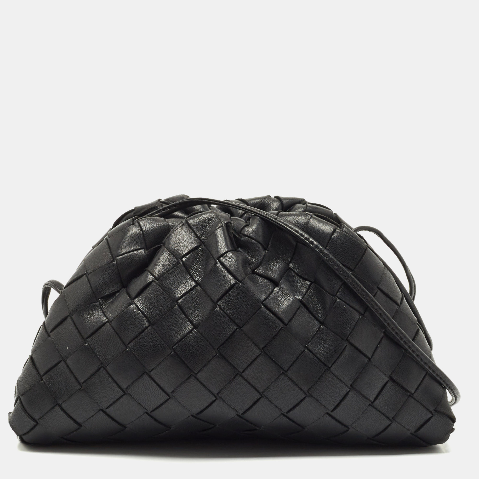 Pre-owned Bottega Veneta Black Intrecciato Leather Mini The Pouch Clutch