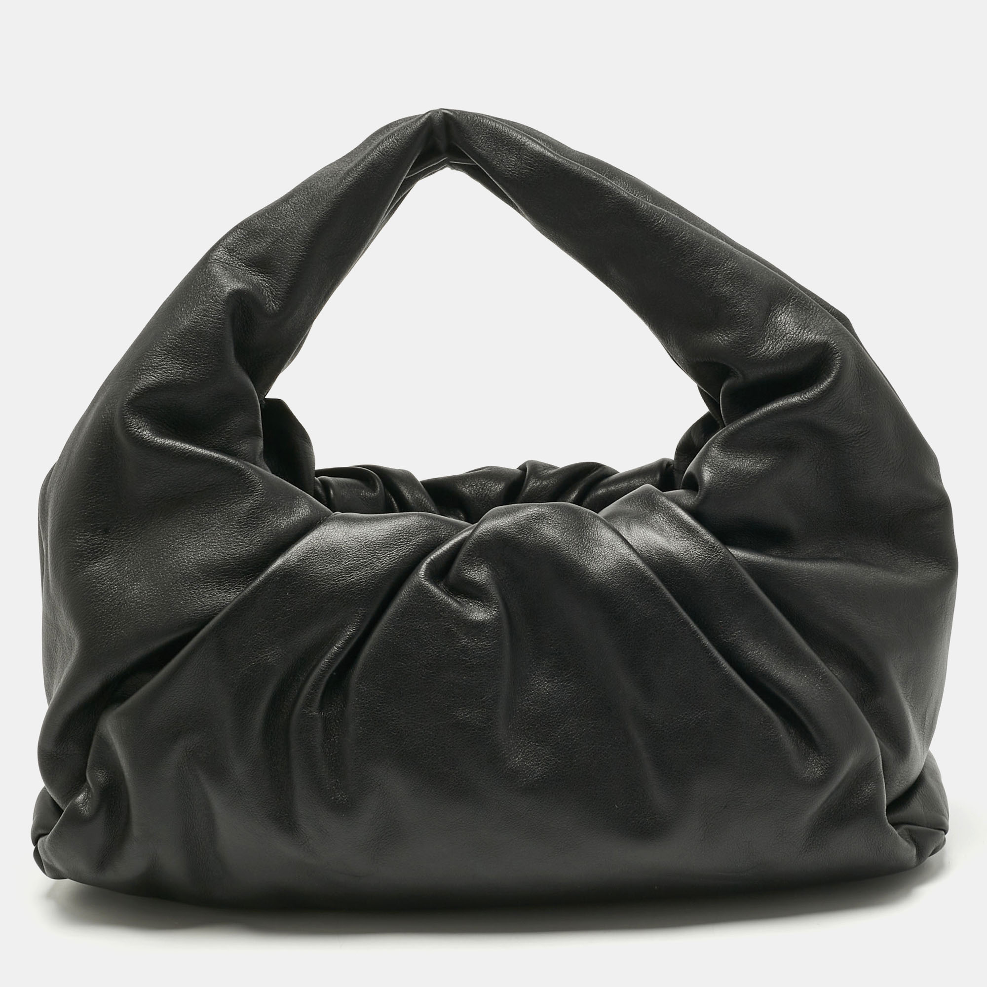 Pre-owned Bottega Veneta Black Leather Medium The Shoulder Pouch Bag