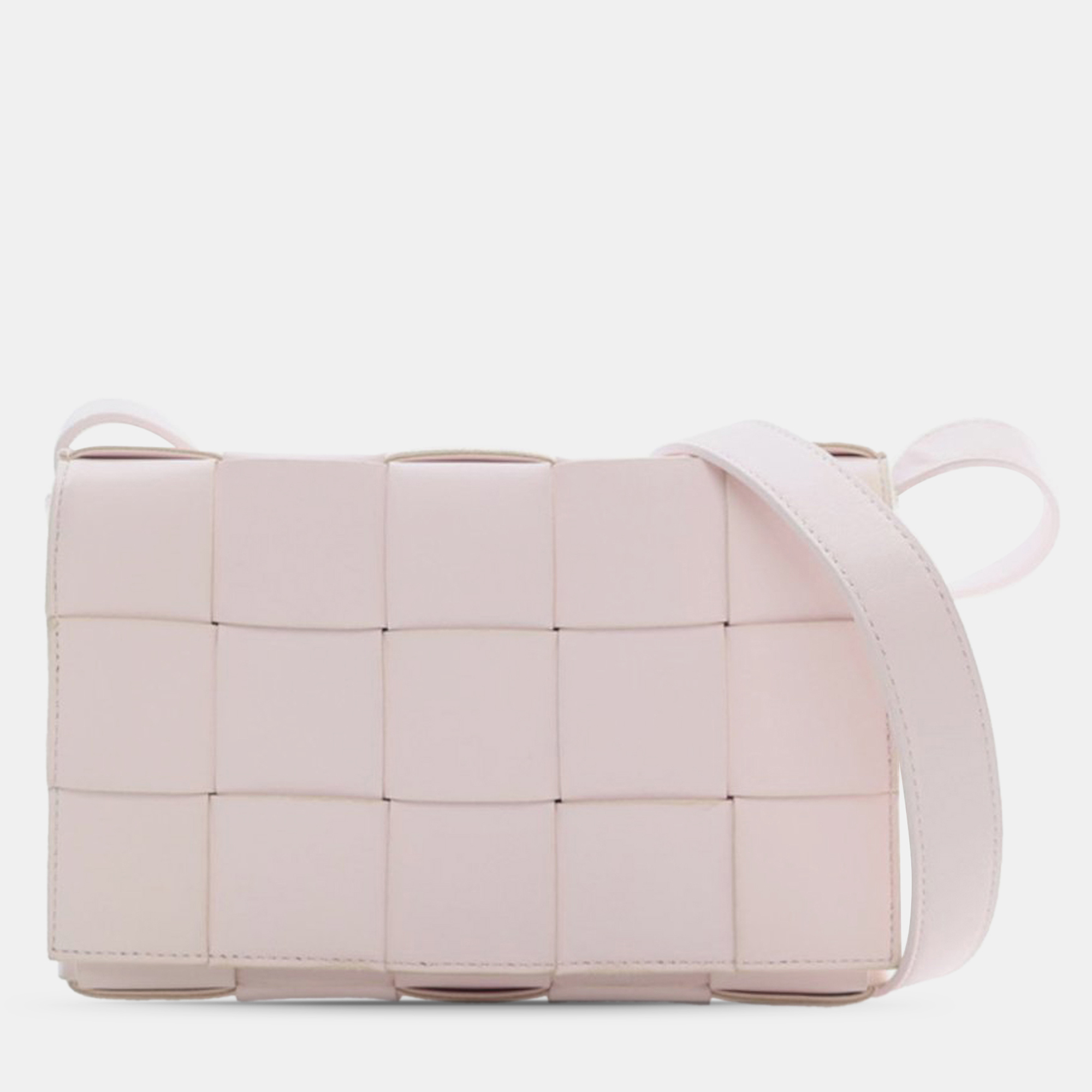 

Bottega Veneta Pink Nappa Intrecciato Cassette Crossbody Bag