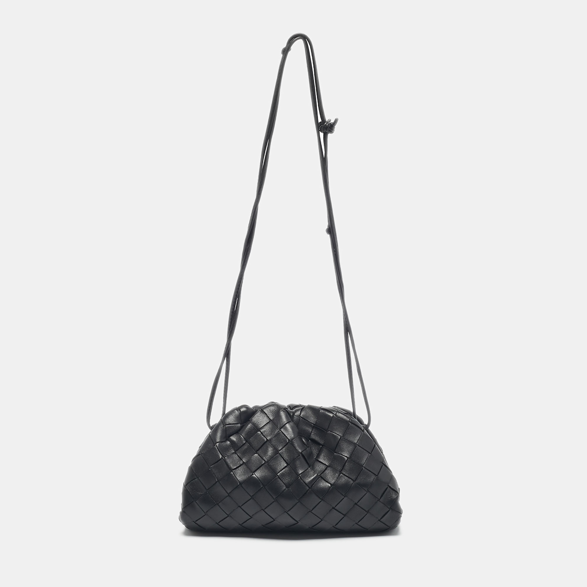

Bottega Veneta Black Intrecciato Leather Mini The Pouch Clutch