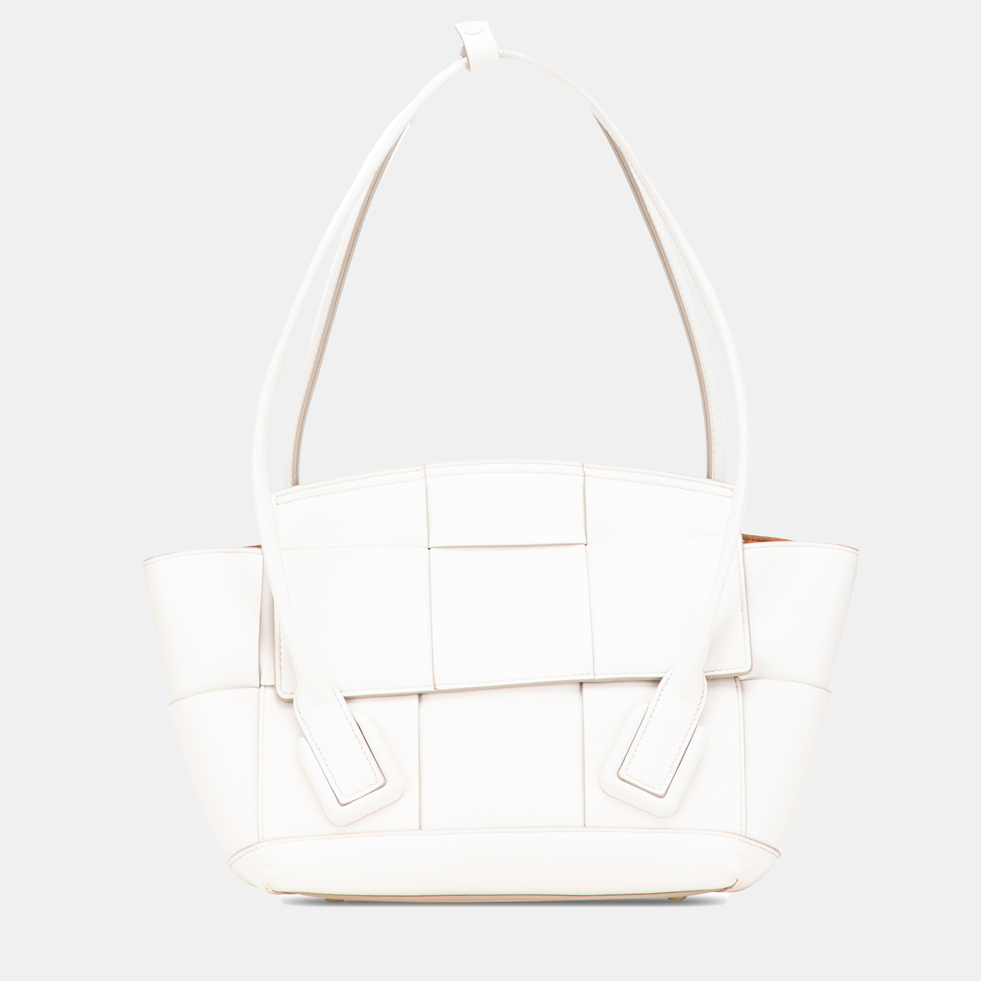 

Bottega Veneta White Small Calfskin Maxi Intrecciato Arco Satchel