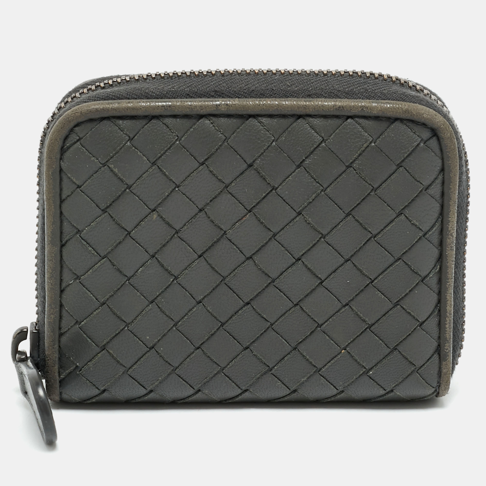 

Bottega Veneta Grey Intrecciato Leather Zipped Coin Purse